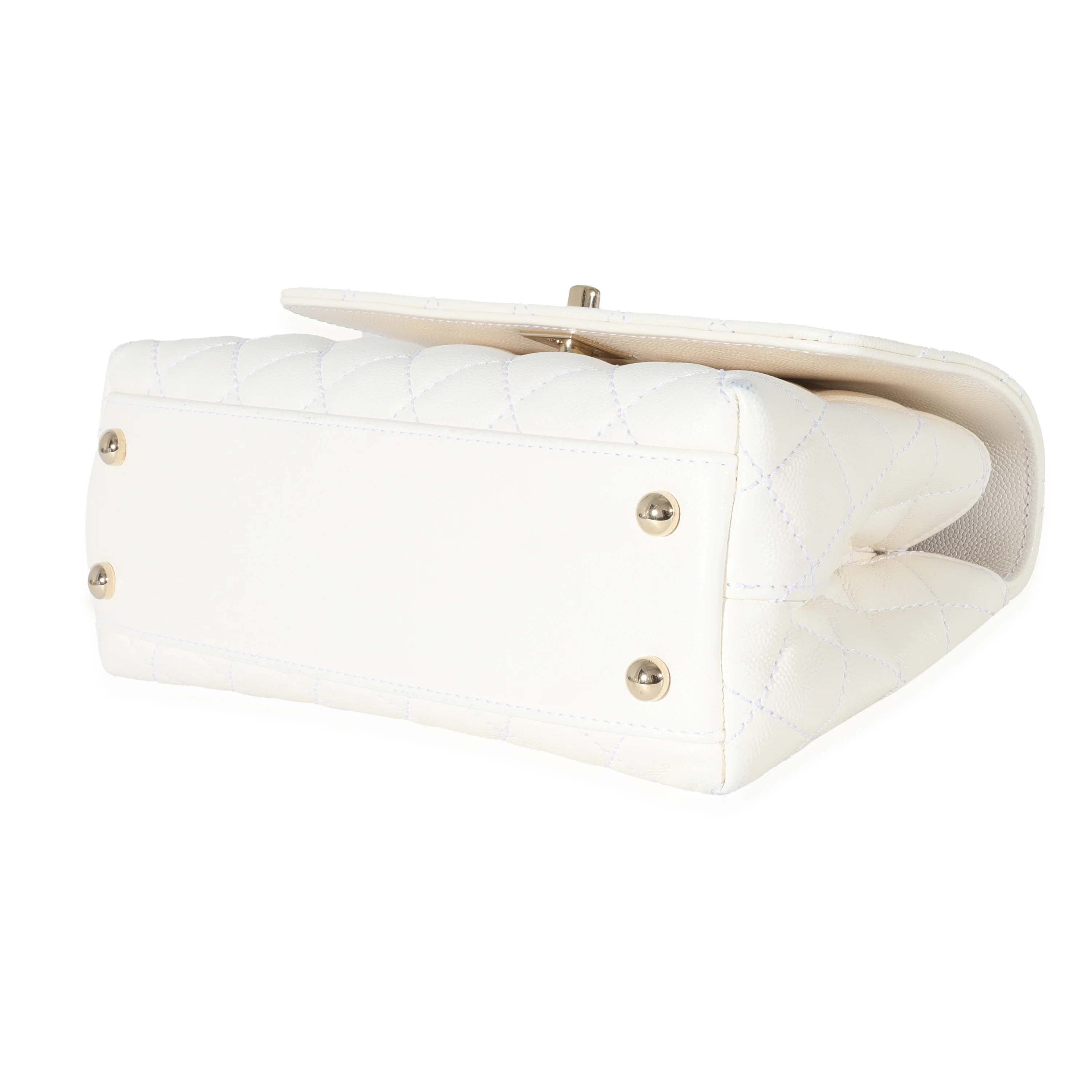 Chanel White Caviar Mini Coco Top Handle - Image 7
