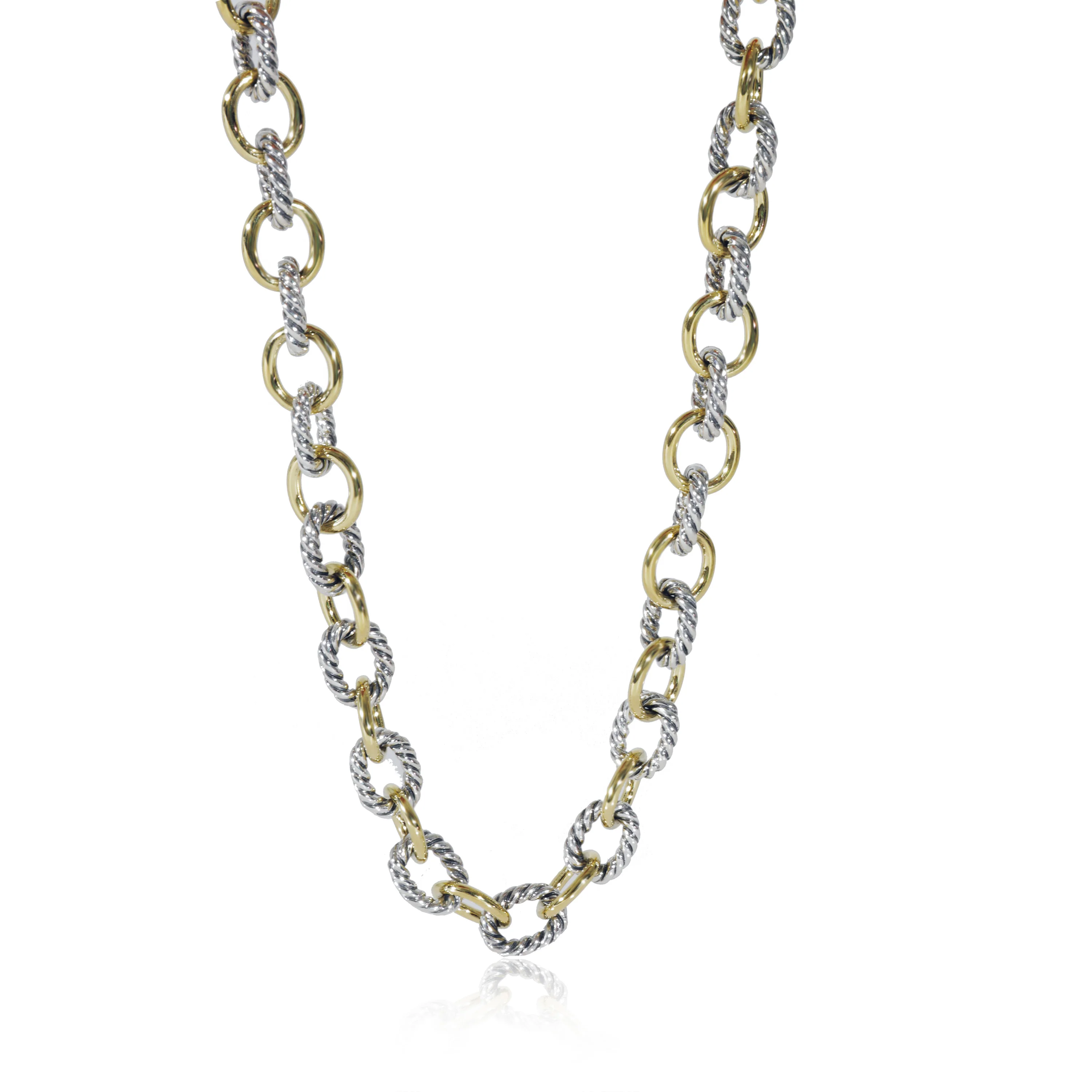 David Yurman Chain Collection Fashion Necklace in 18k Yellow Gold/Sterling Silve