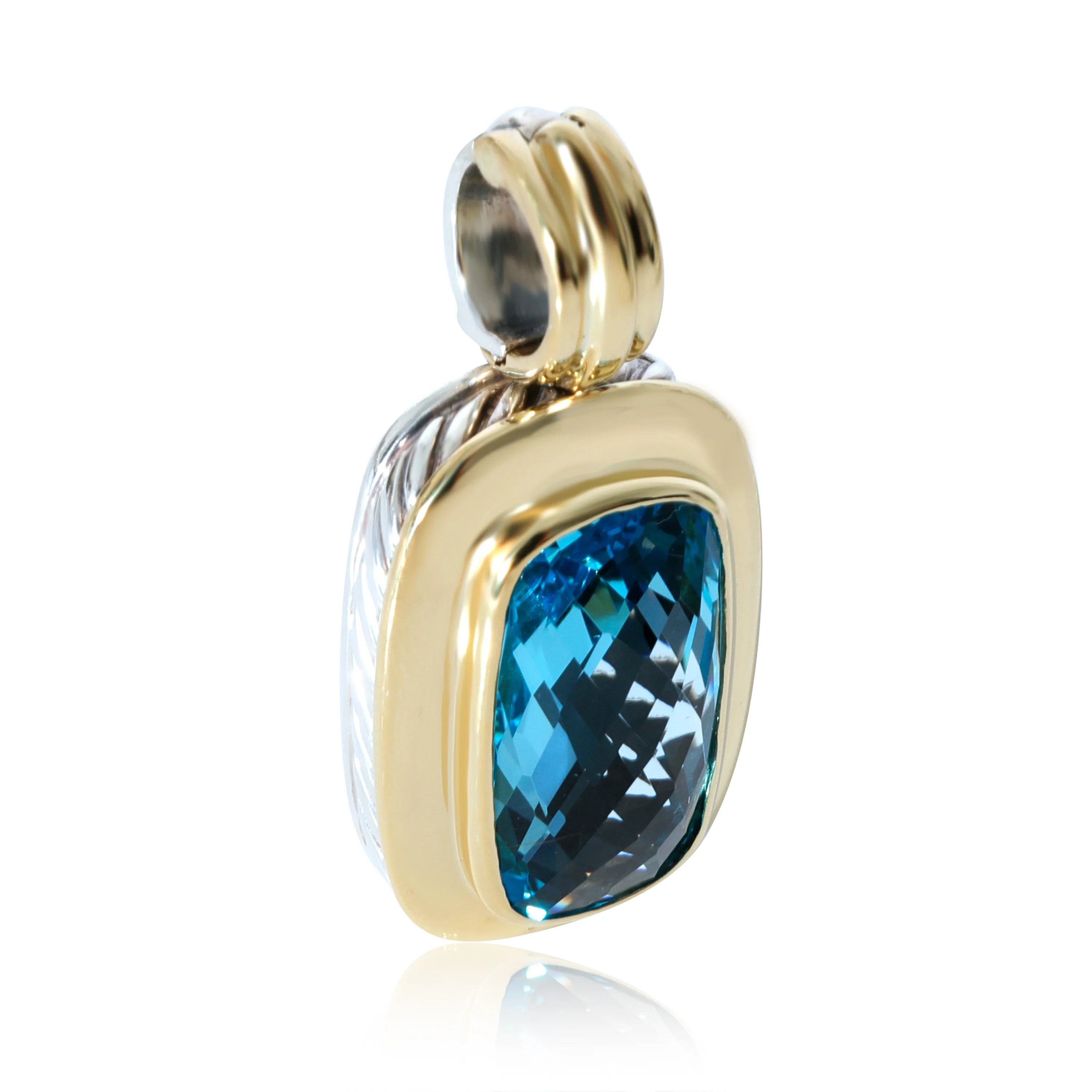 David Yurman Albion Blue Topaz Pendant in 18k Yellow Gold/Sterling Silver - Image 2