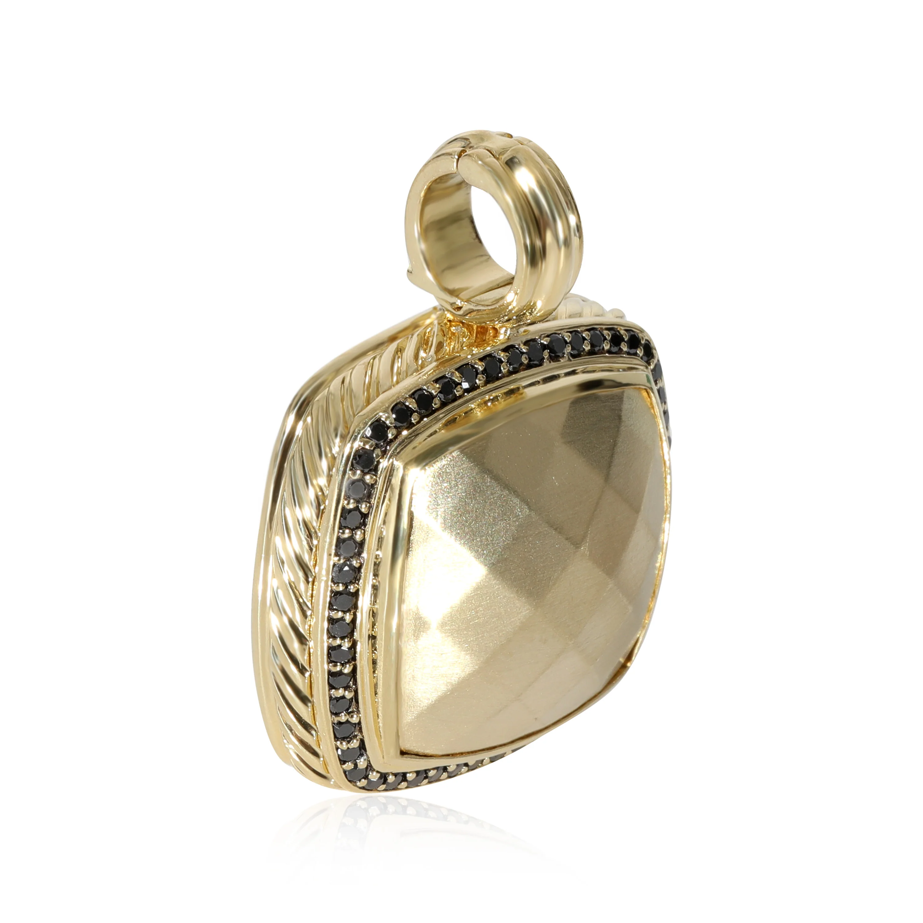 Albion Brushed 18K Yellow Gold & Black Diamond Pendant, 1/2 Ctw - Image 2