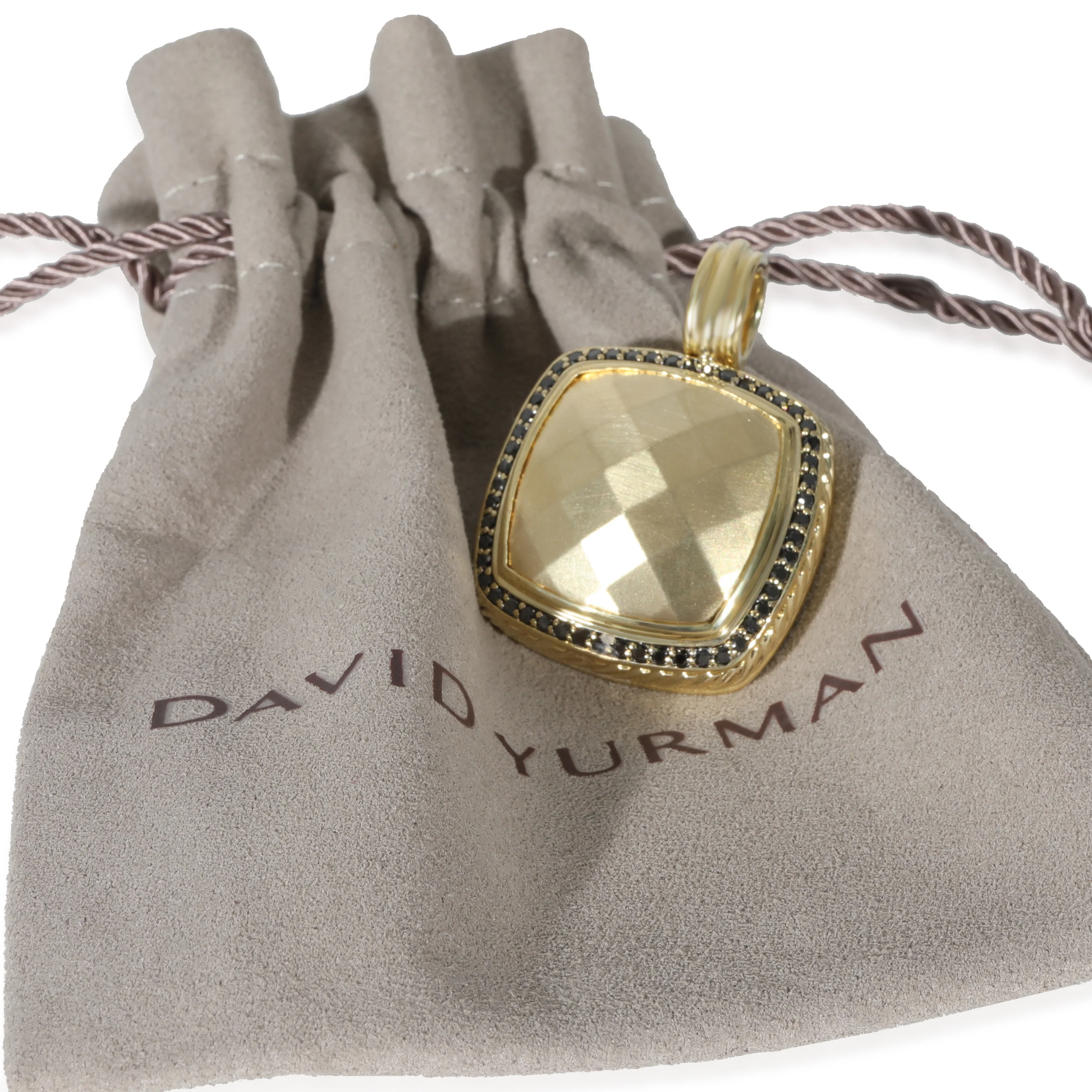 Albion Brushed 18K Yellow Gold & Black Diamond Pendant, 1/2 Ctw - Image 4