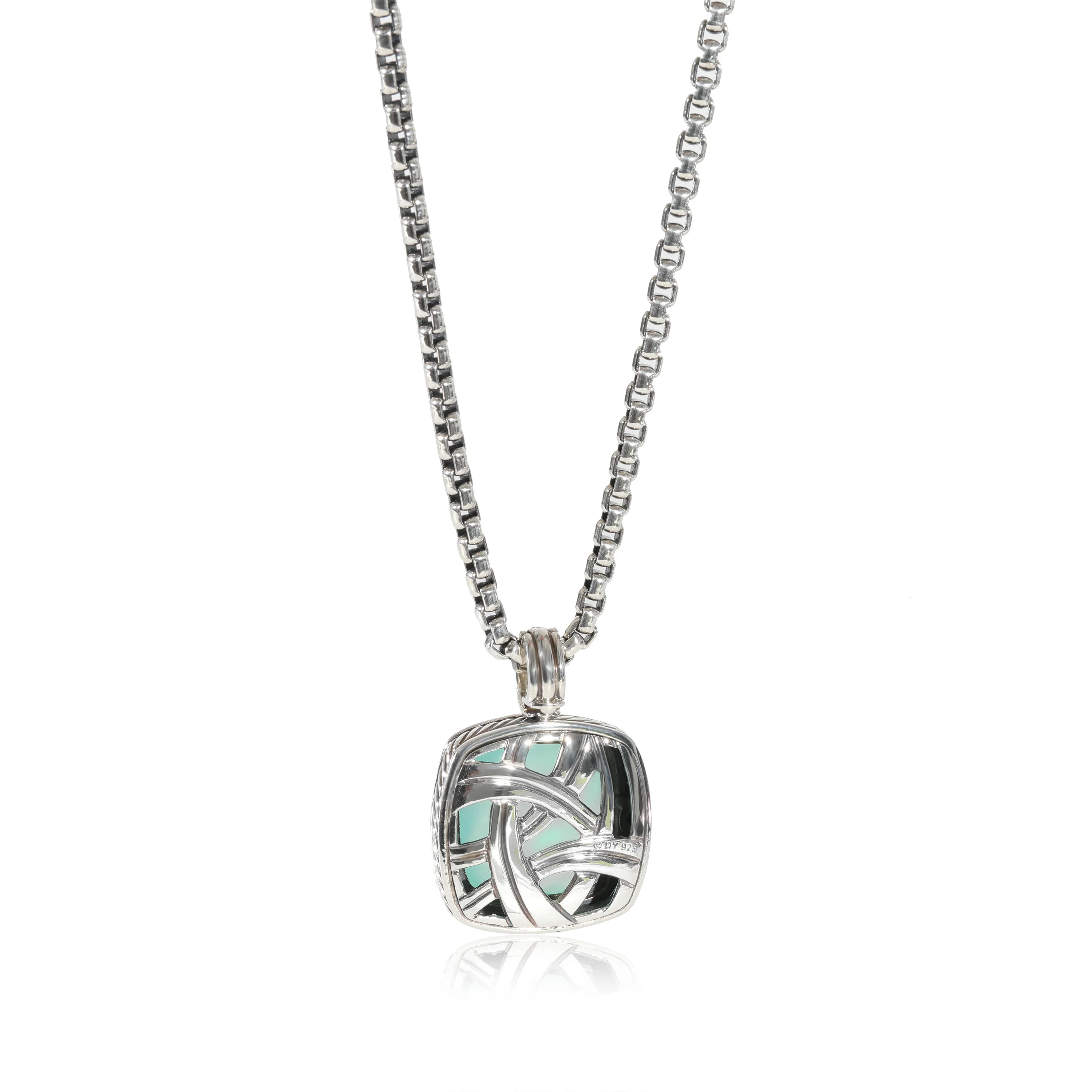 David Yurman Albion Chalcedony Diamond Halo Pendant in Sterling Silver 0.5 C - Image 3