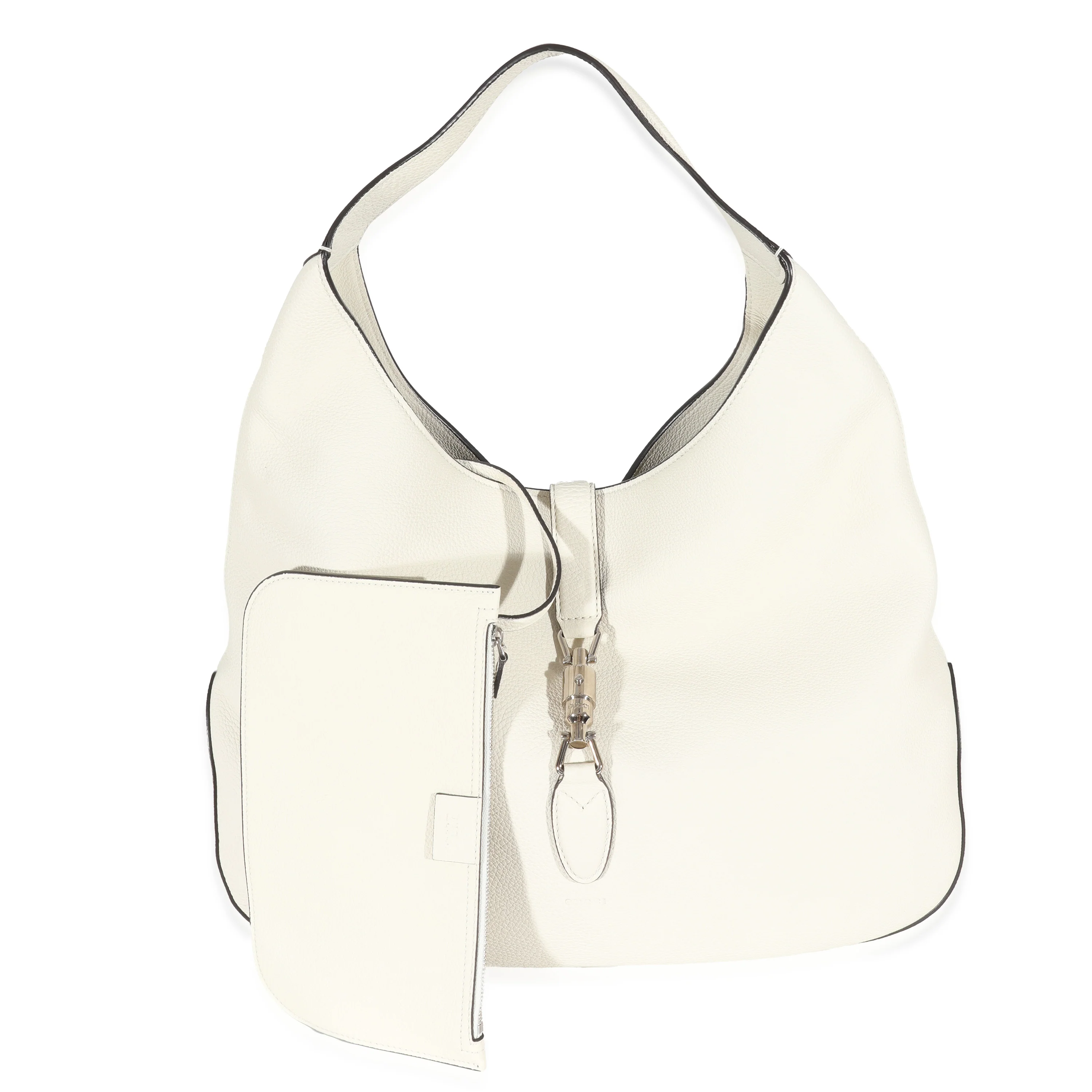 Gucci Cream Pebbled Leather Jackie Hobo - Image 8