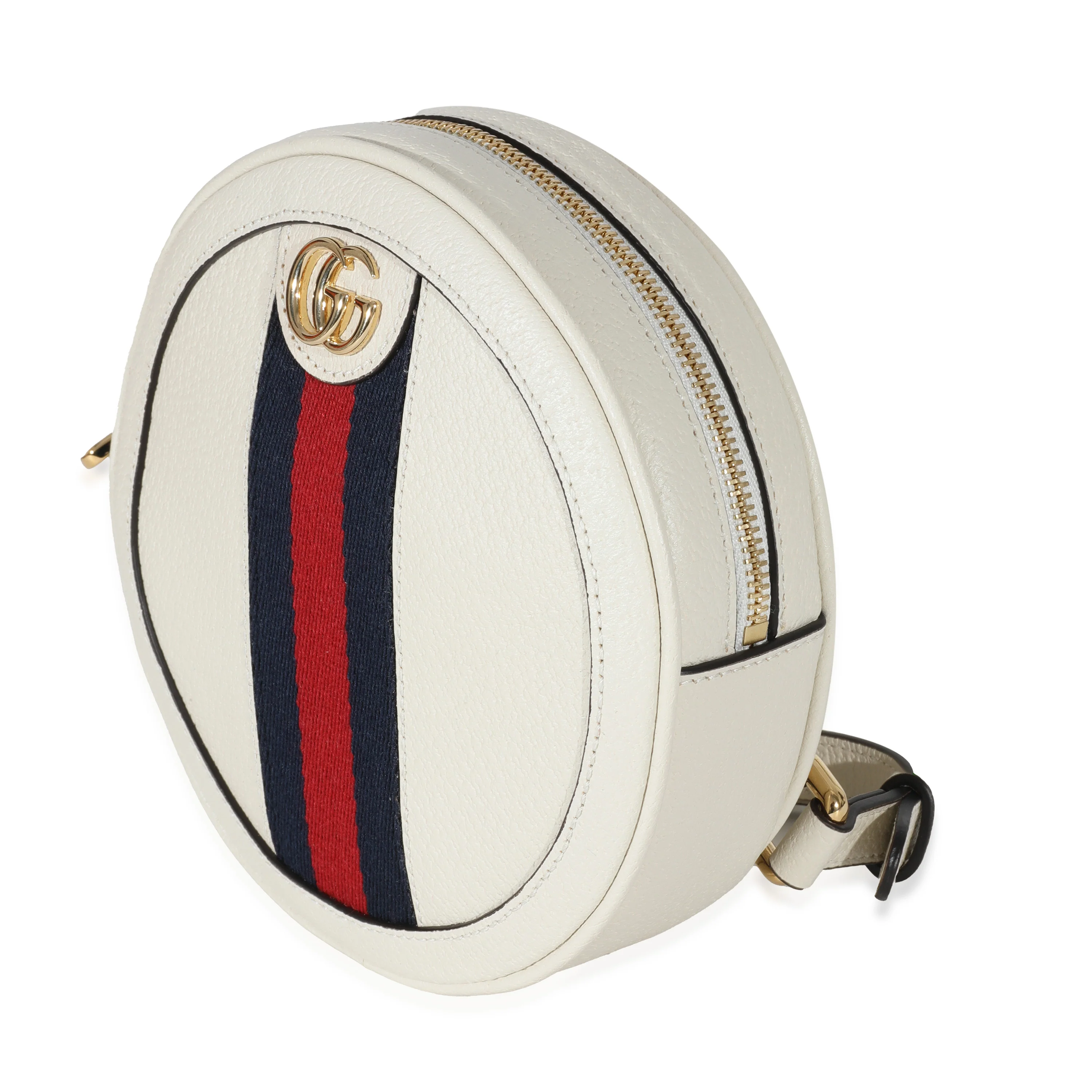 Gucci White Calfskin Web Mini Ophidia Round Backpack - Image 2