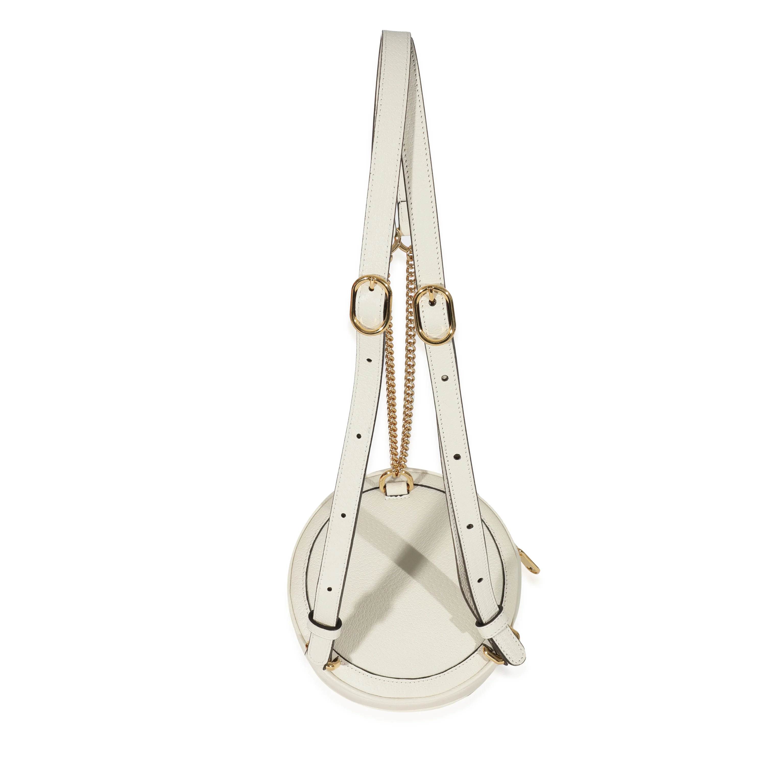 Gucci White Calfskin Web Mini Ophidia Round Backpack - Image 3