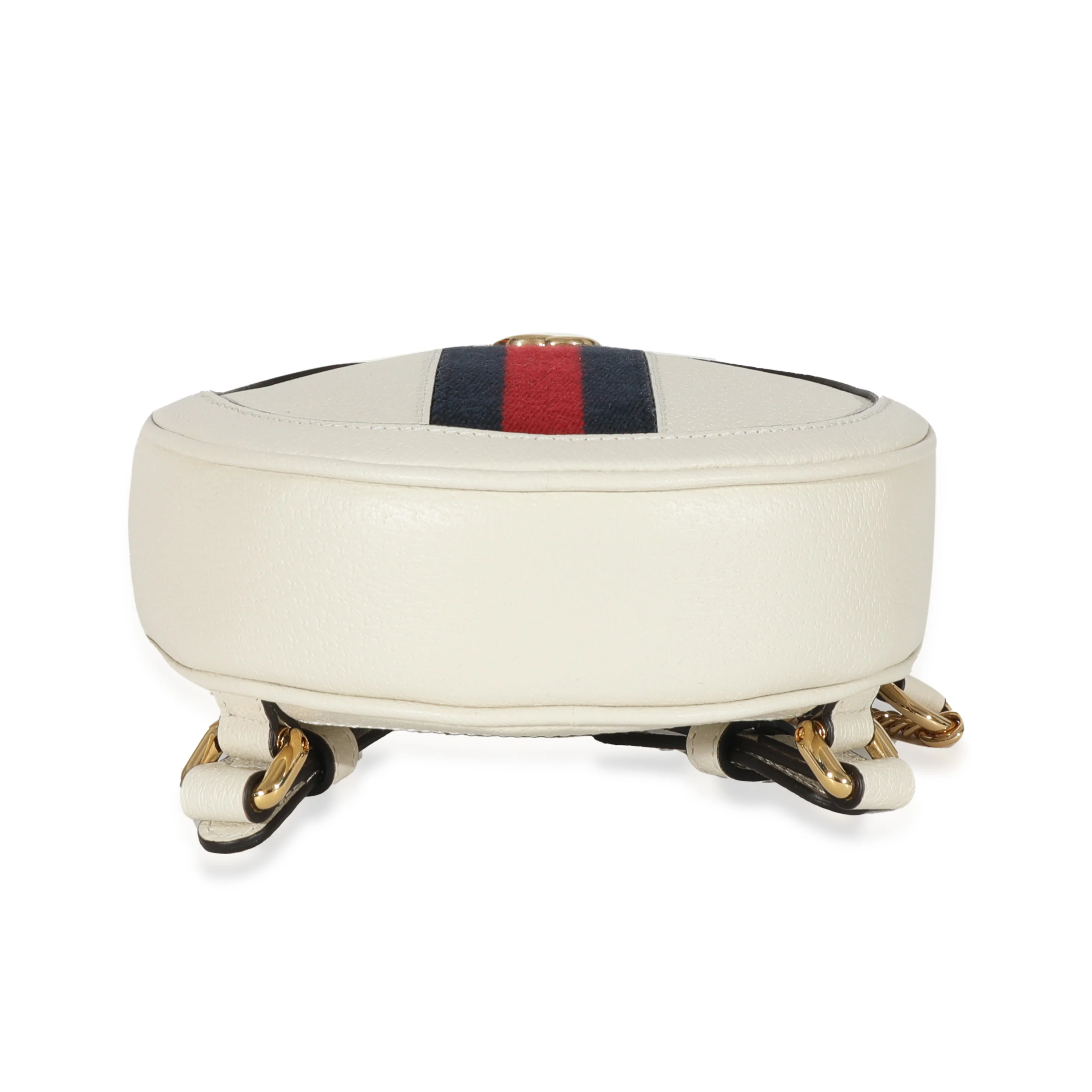 Gucci White Calfskin Web Mini Ophidia Round Backpack - Image 5