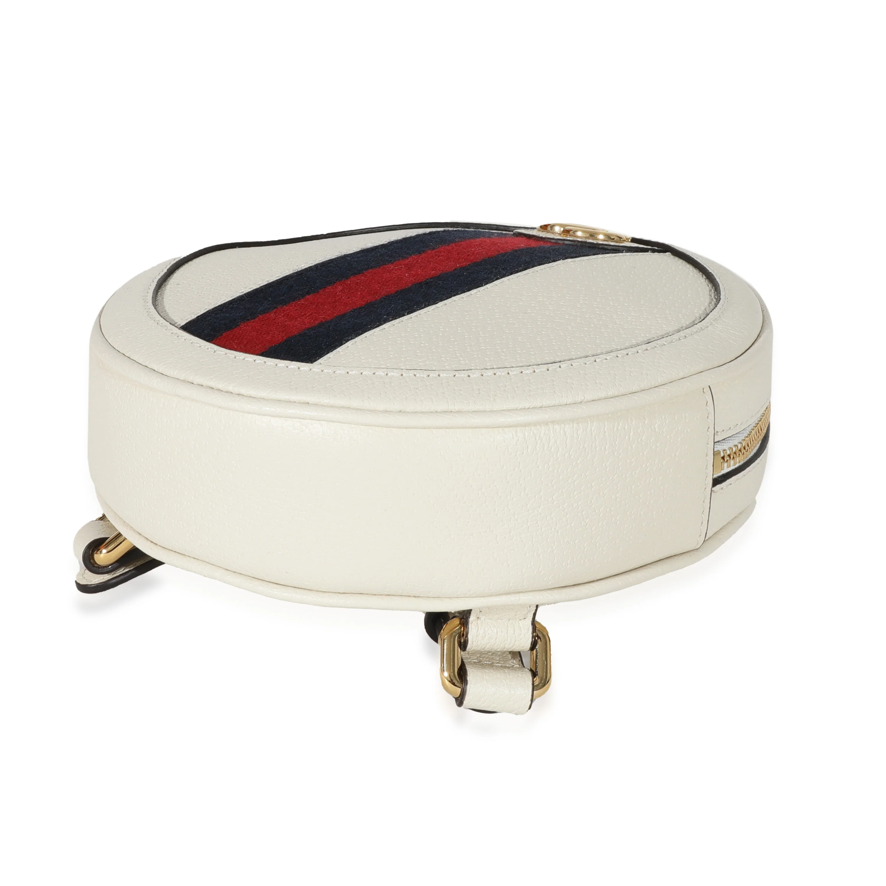 Gucci White Calfskin Web Mini Ophidia Round Backpack - Image 7