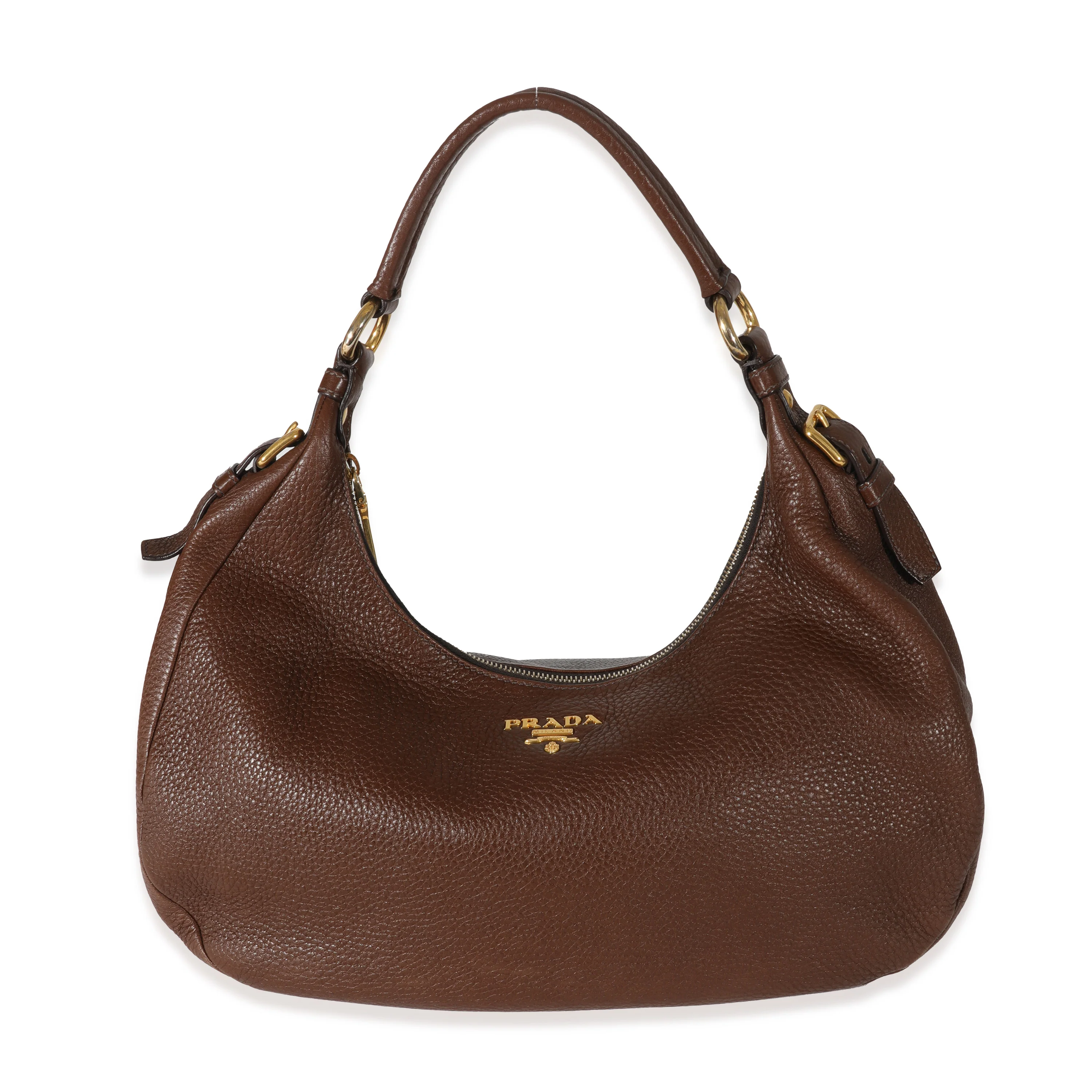 Prada Brown Vitello Daino Medium Hobo