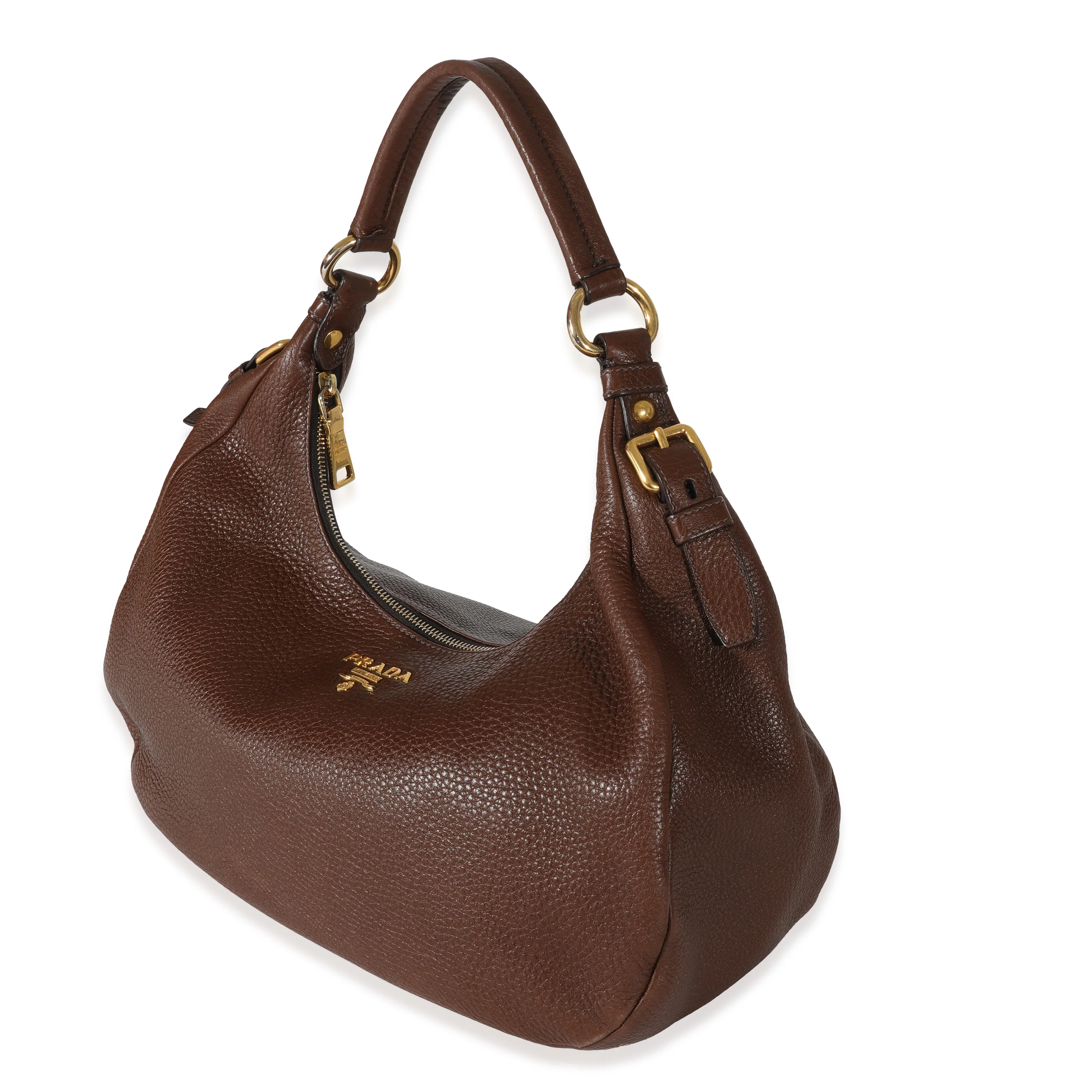 Prada Brown Vitello Daino Medium Hobo - Image 2
