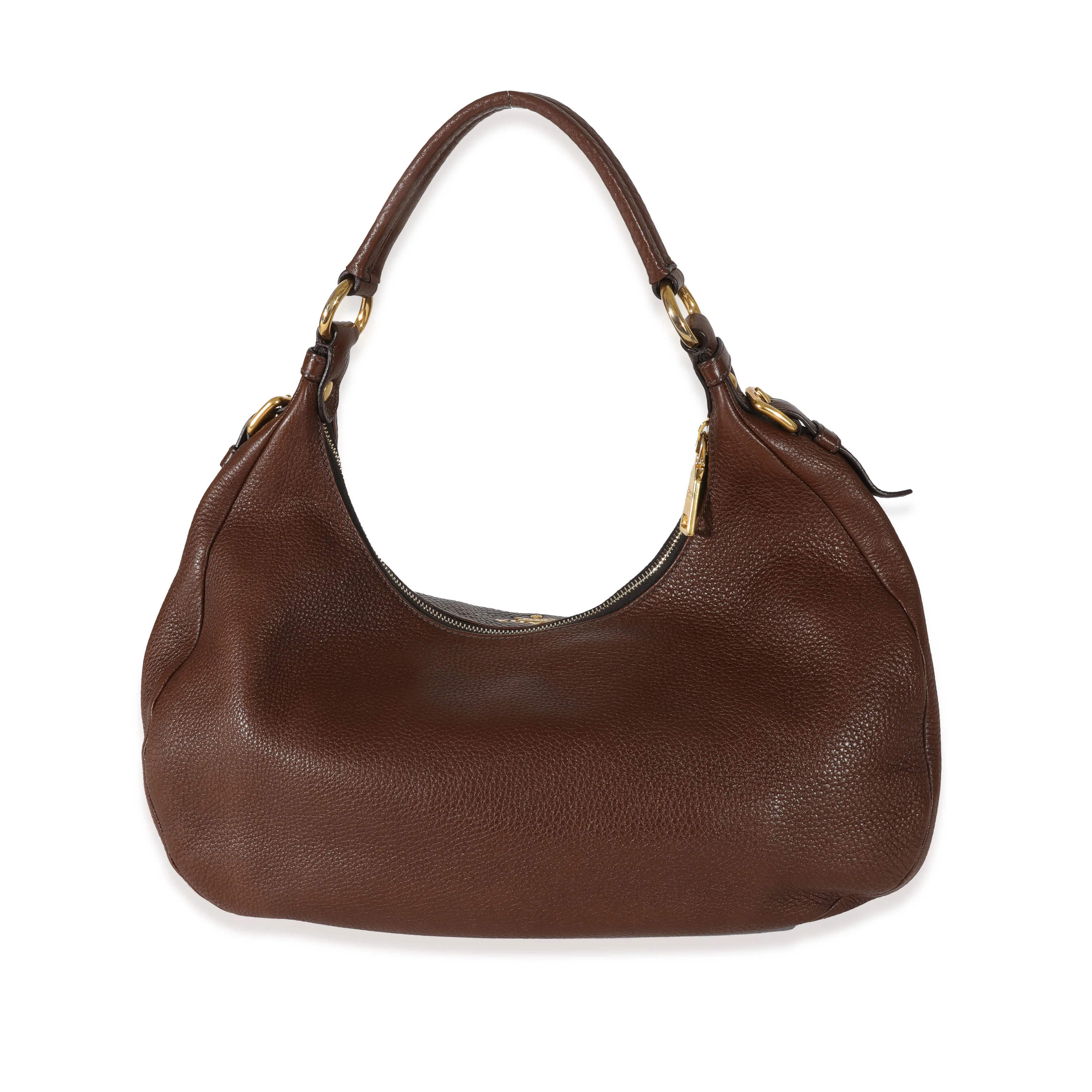Prada Brown Vitello Daino Medium Hobo - Image 3