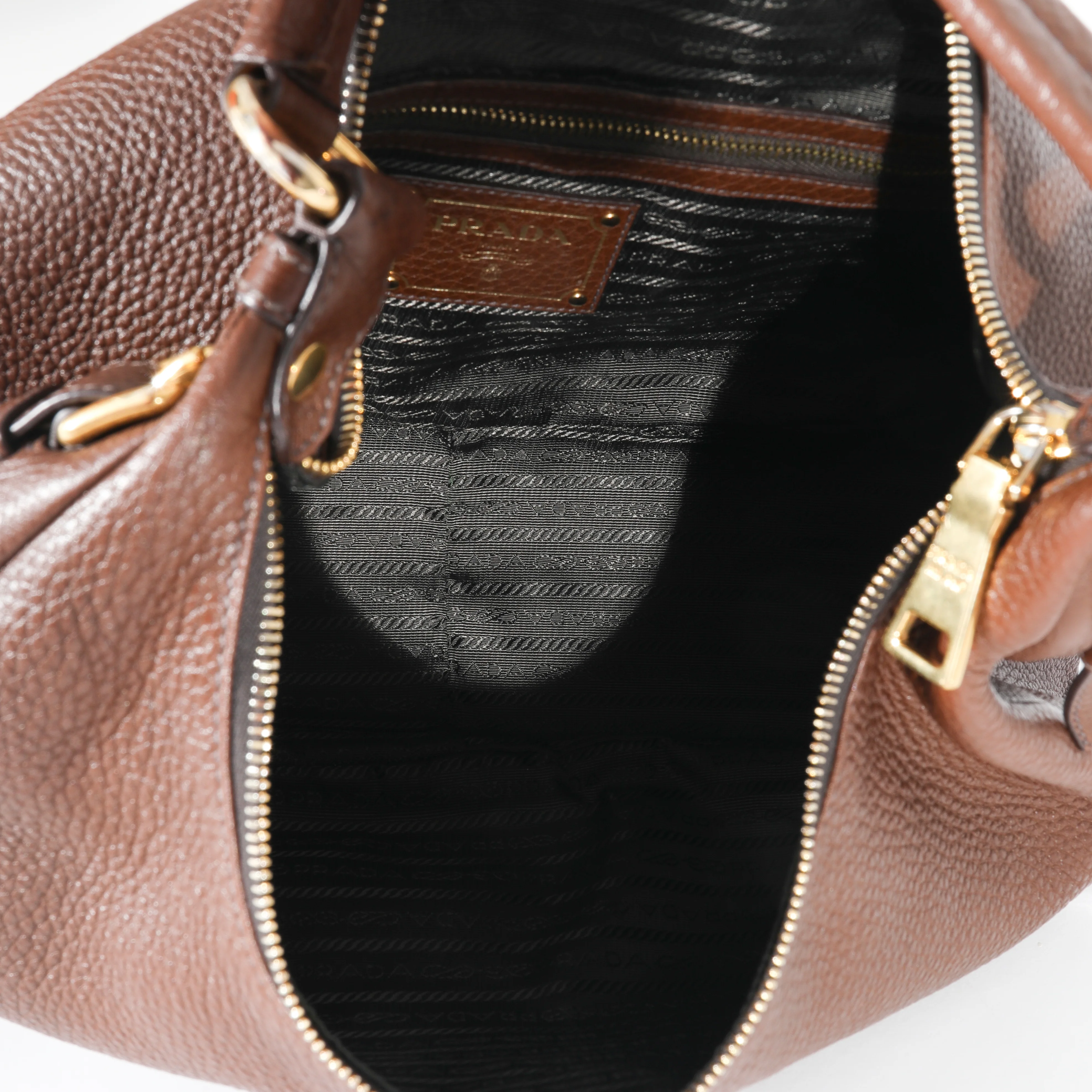 Prada Brown Vitello Daino Medium Hobo - Image 4