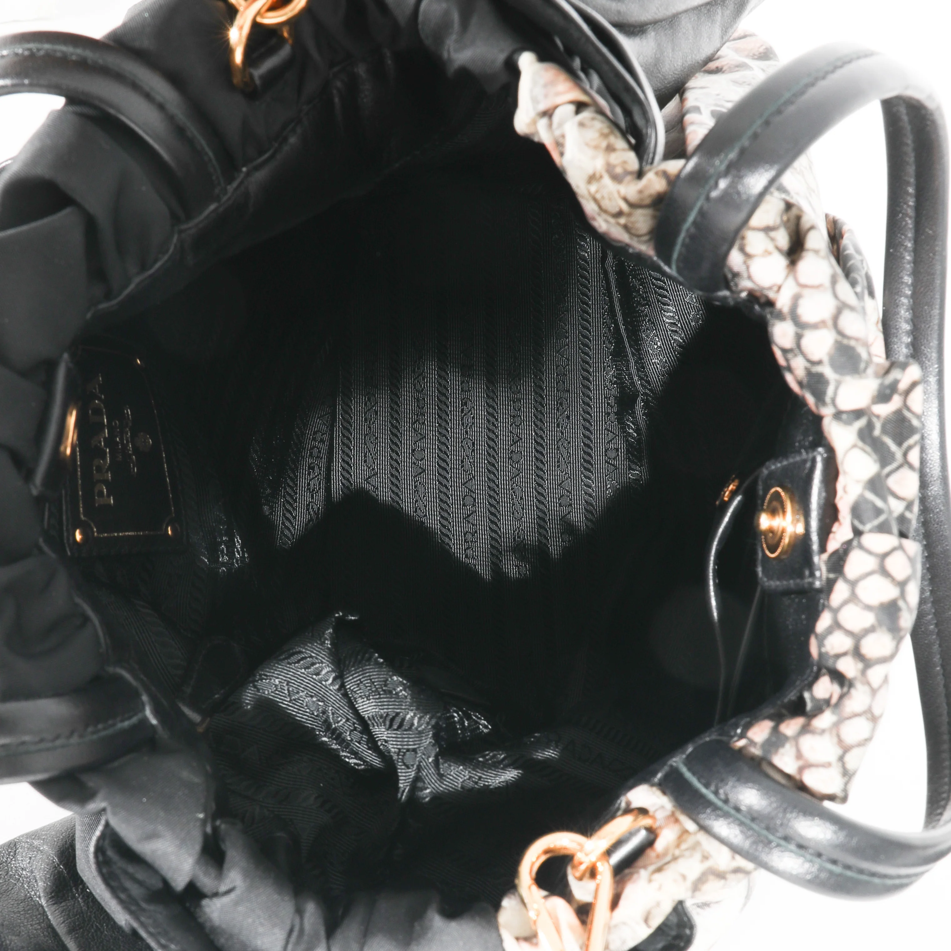 Prada Black Pink Python Print Nylon Medium Pitone Hobo - Image 8