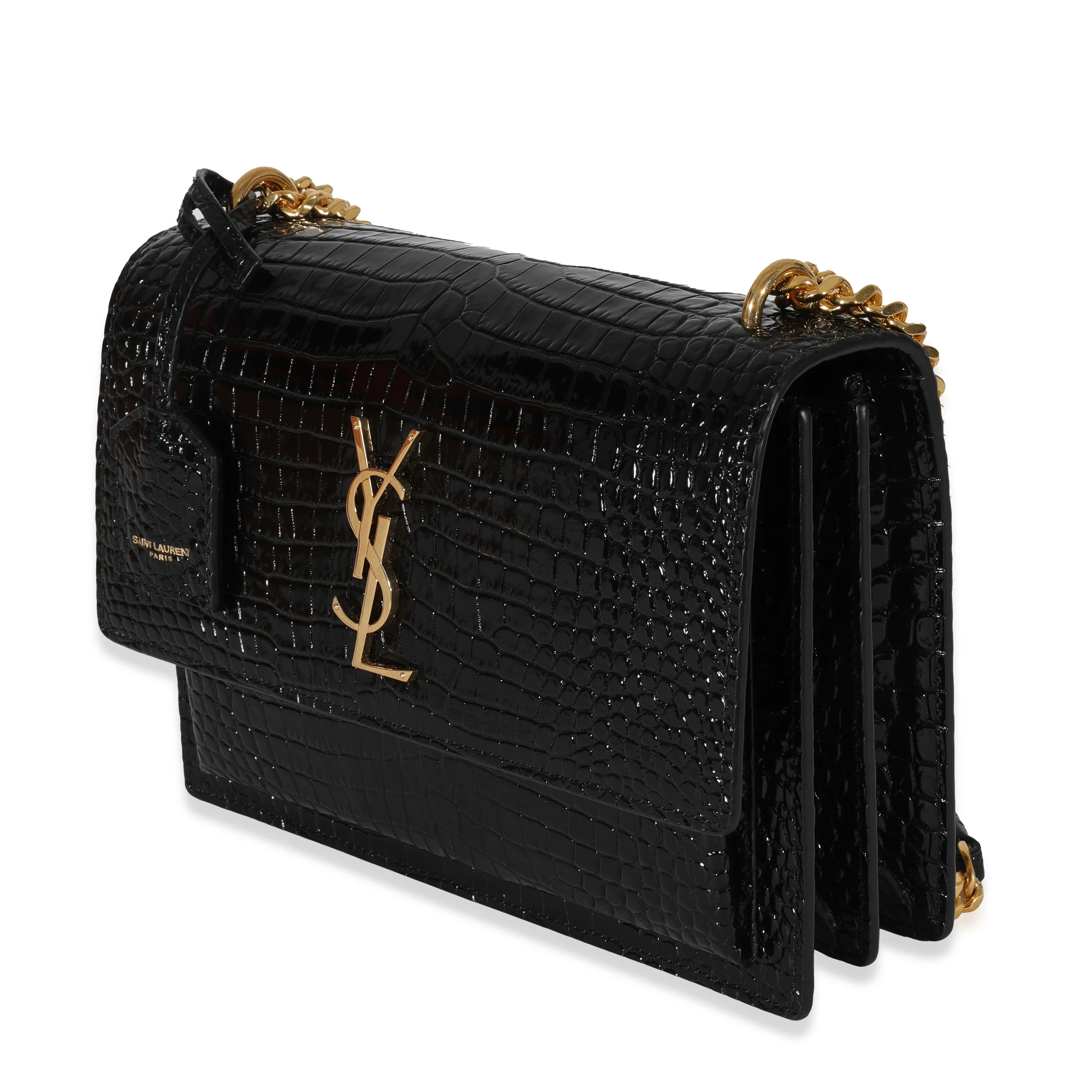 Saint Laurent Black Embossed Leather Medium Sunset Bag - Image 2