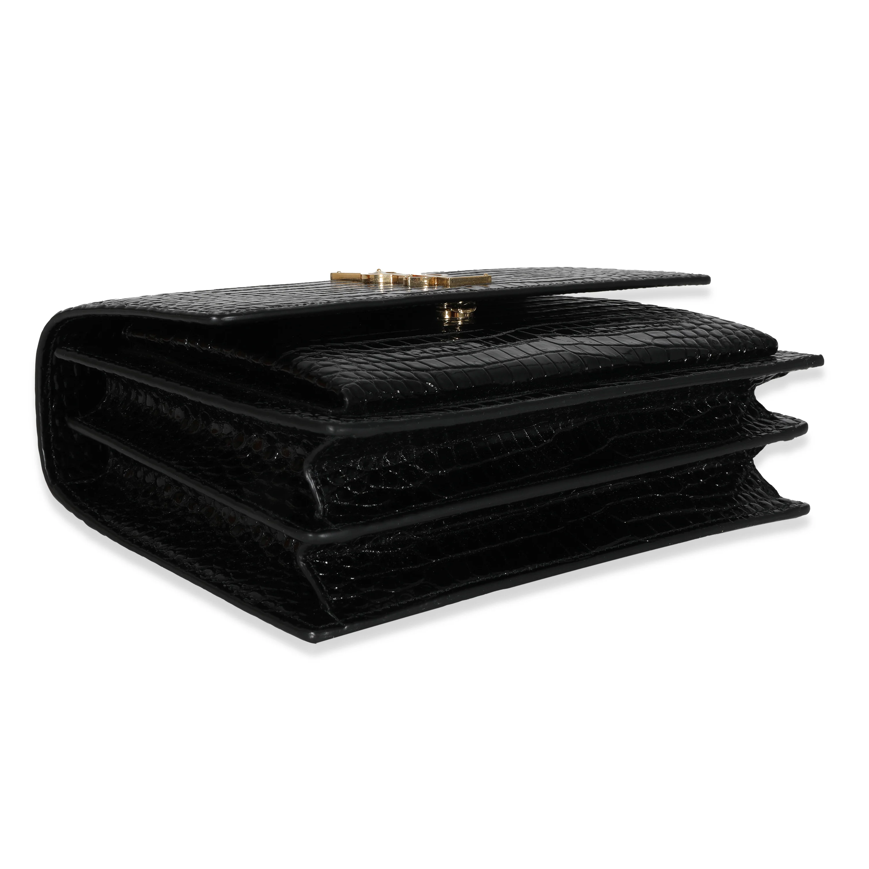 Saint Laurent Black Embossed Leather Medium Sunset Bag - Image 3