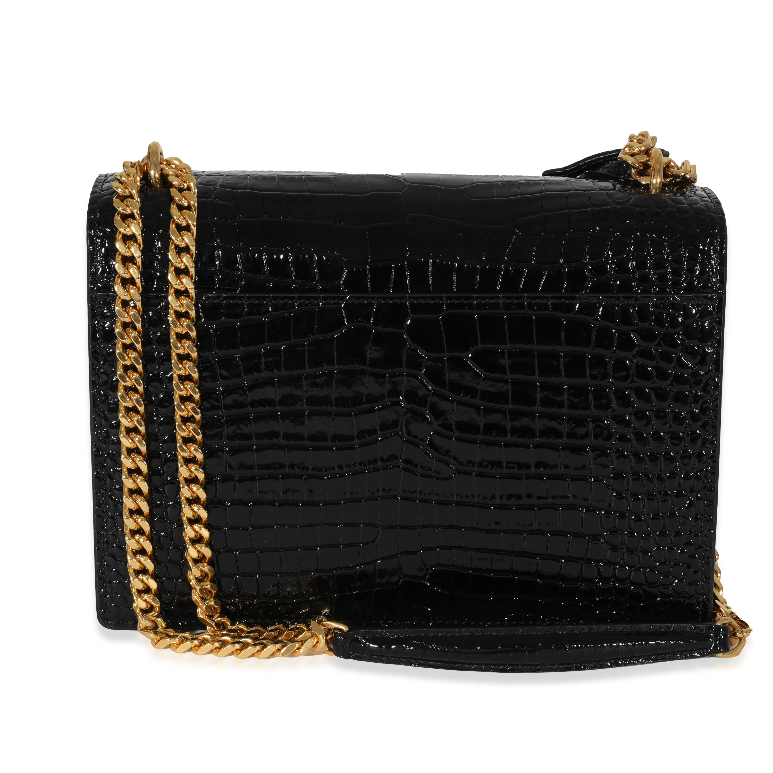 Saint Laurent Black Embossed Leather Medium Sunset Bag - Image 4
