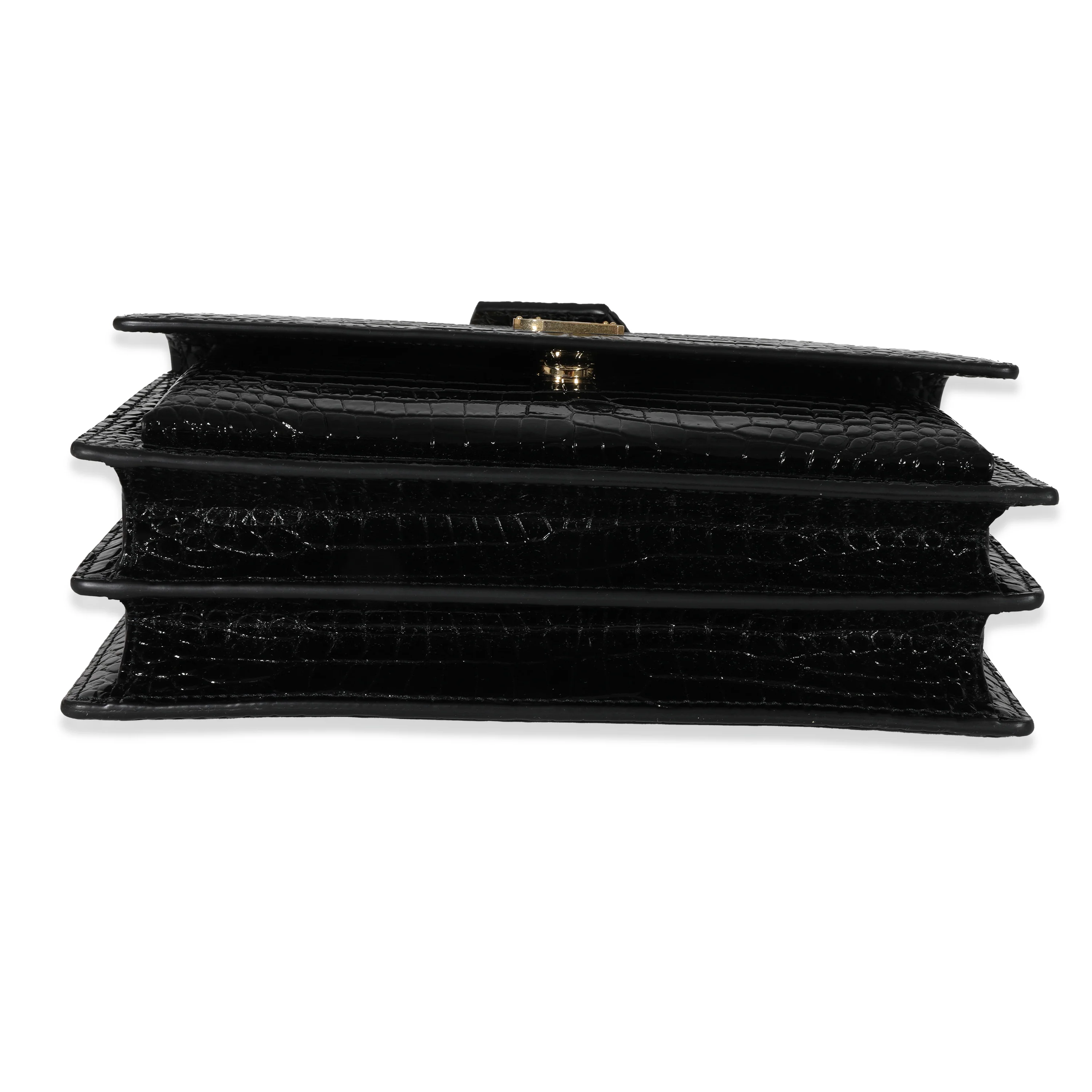 Saint Laurent Black Embossed Leather Medium Sunset Bag - Image 6