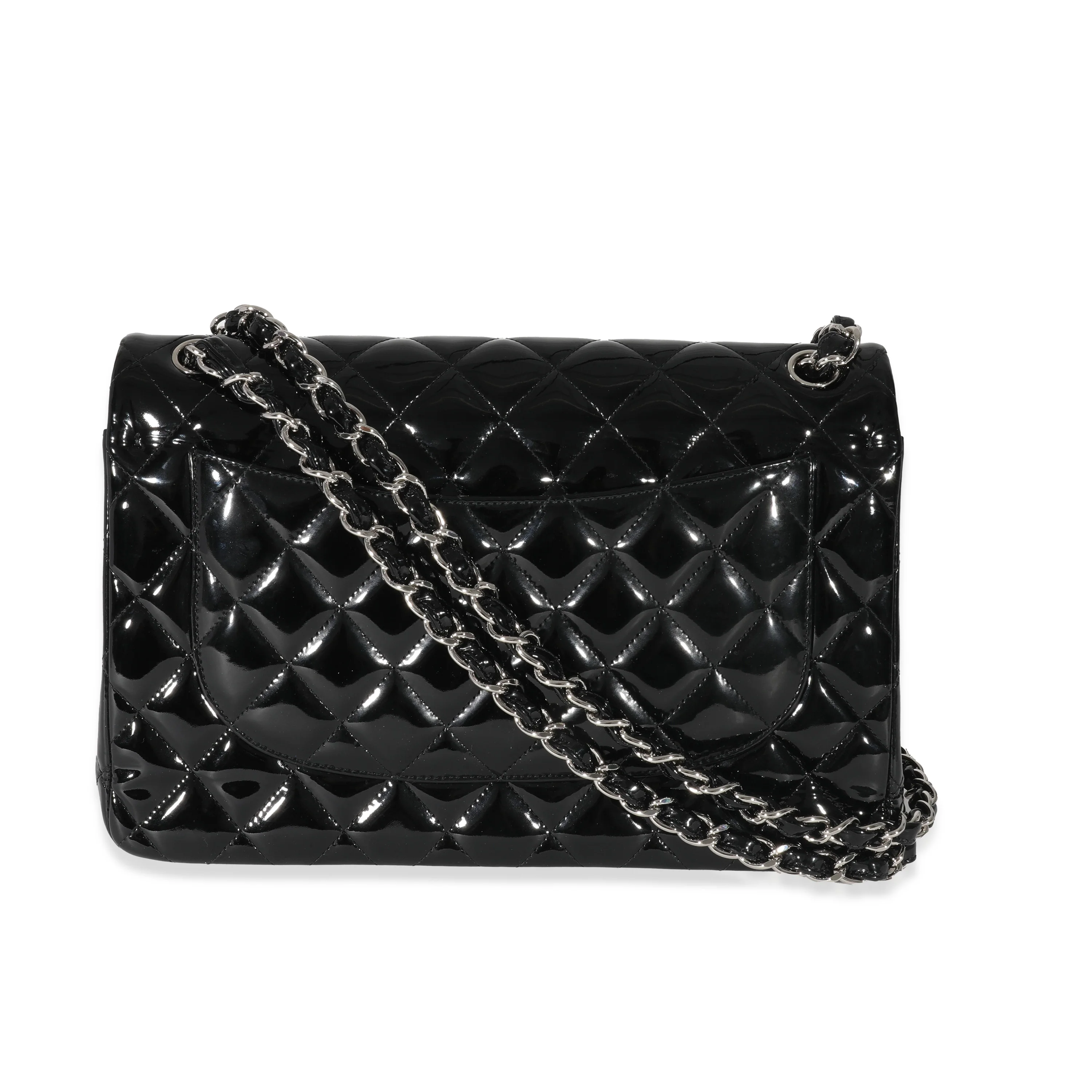Chanel Black Patent Classic Jumbo Double Flap Bag - Image 3