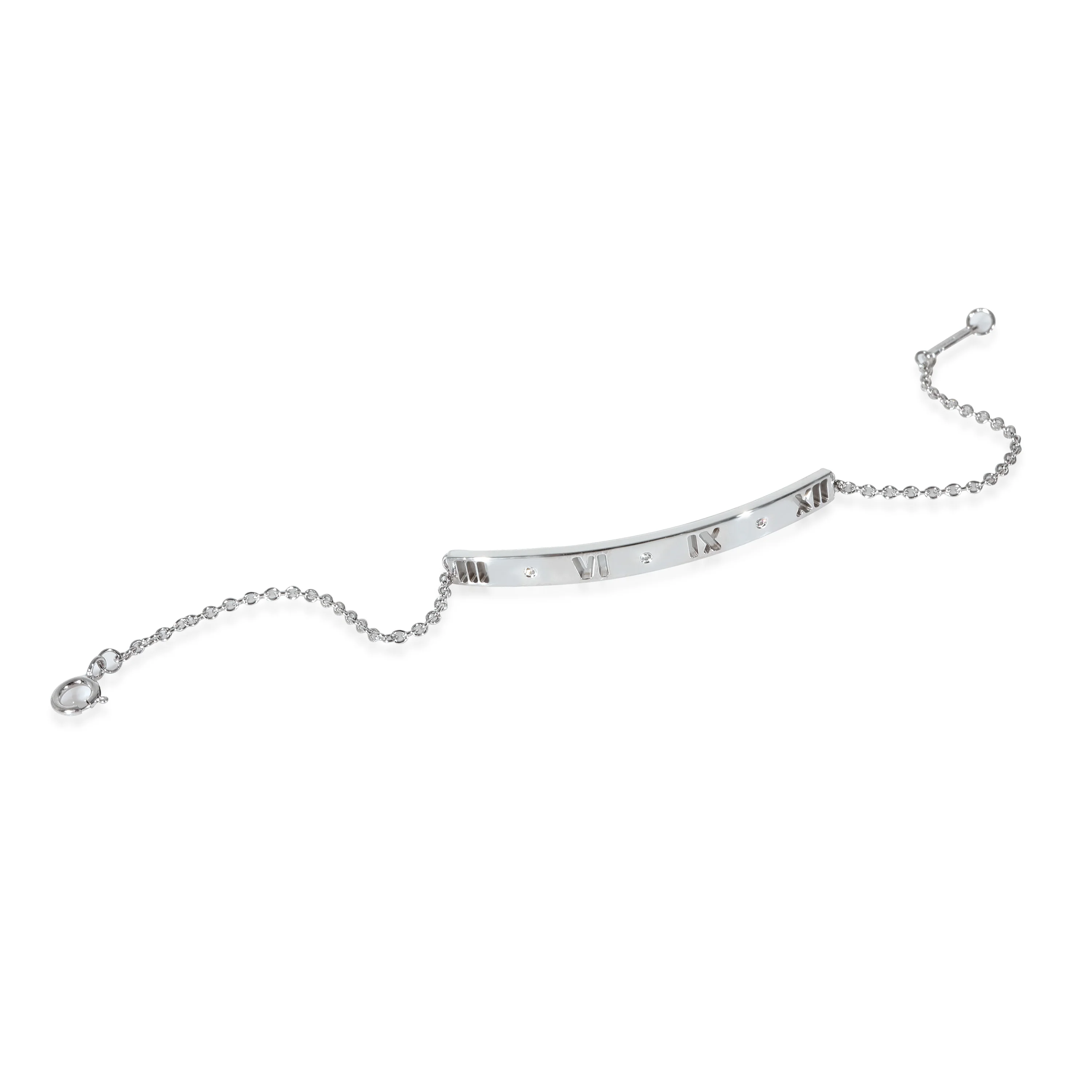Tiffany & Co. Atlas Pirced Bar Bracelet in 18k White Gold 0.03 CTW - Image 2