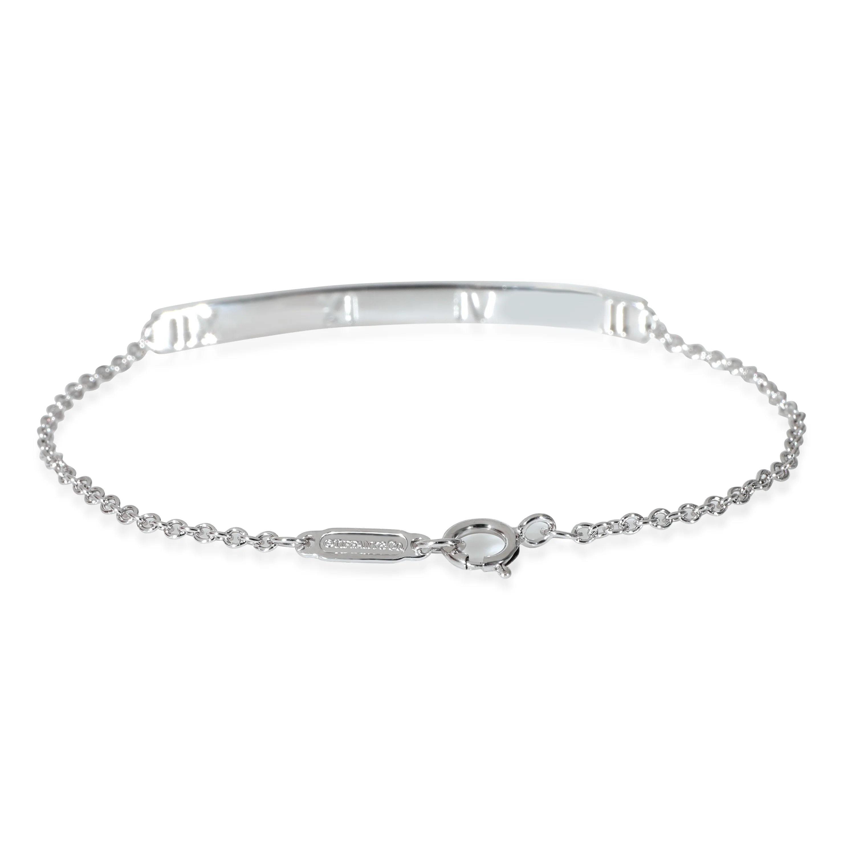 Tiffany & Co. Atlas Pirced Bar Bracelet in 18k White Gold 0.03 CTW - Image 3