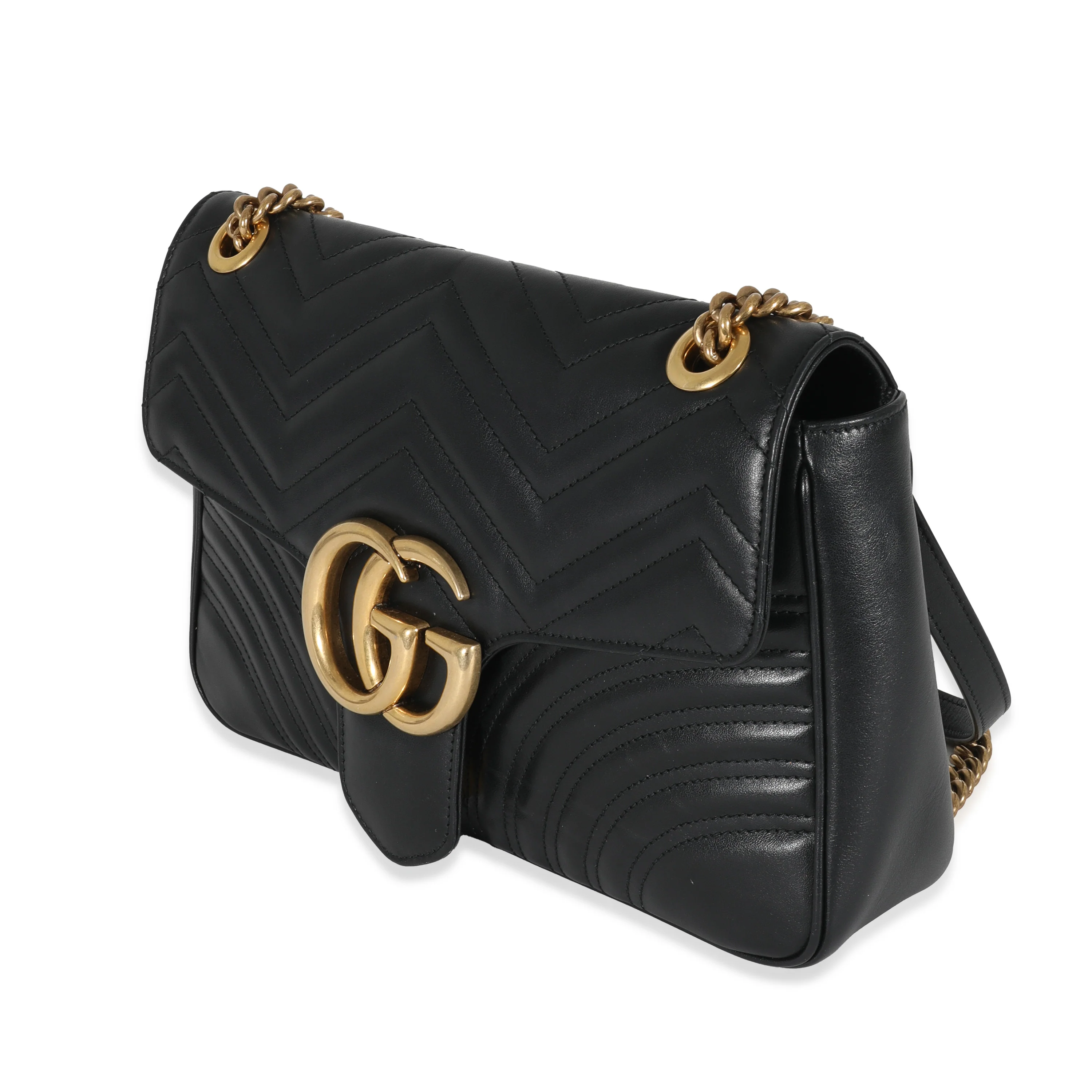 Gucci Black Matelassé Medium GG Marmont Bag - Image 2