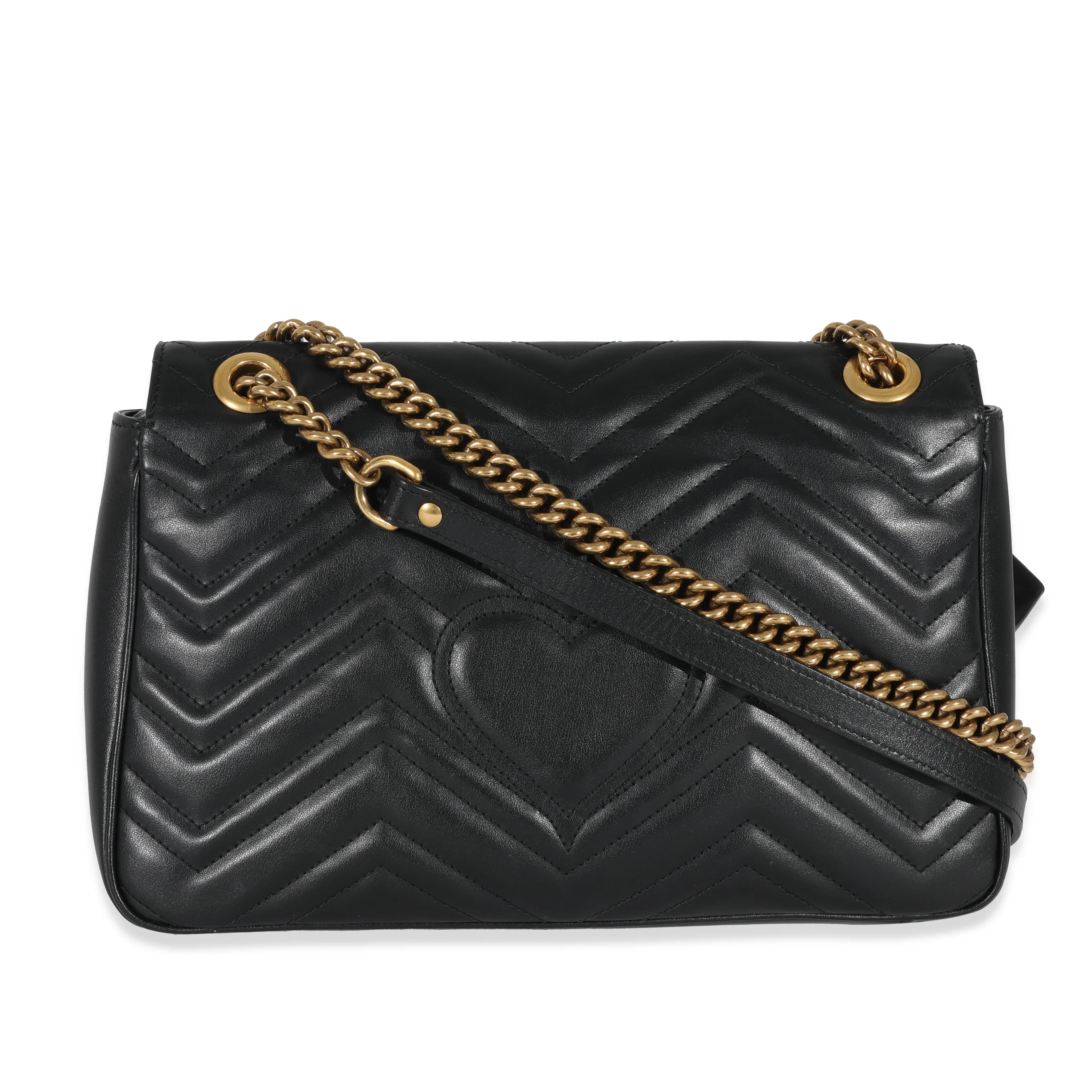 Gucci Black Matelassé Medium GG Marmont Bag - Image 3