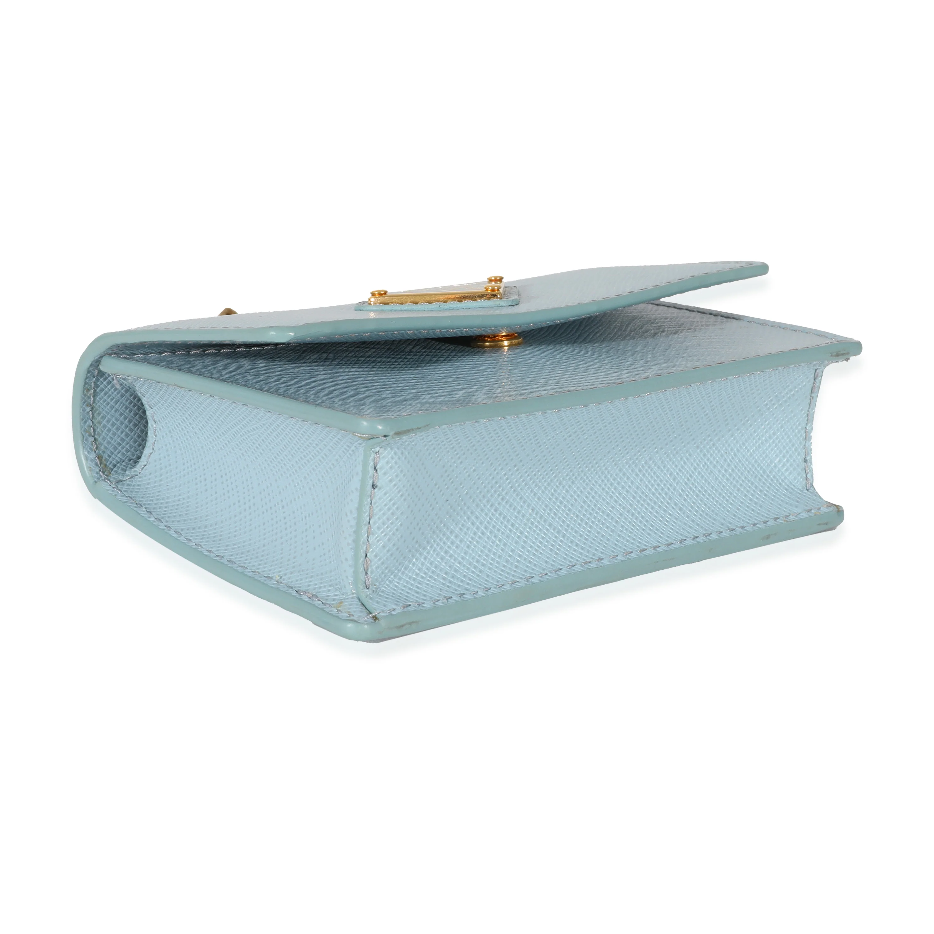 Prada Blue Saffiano Card Holder With Chain - Image 5