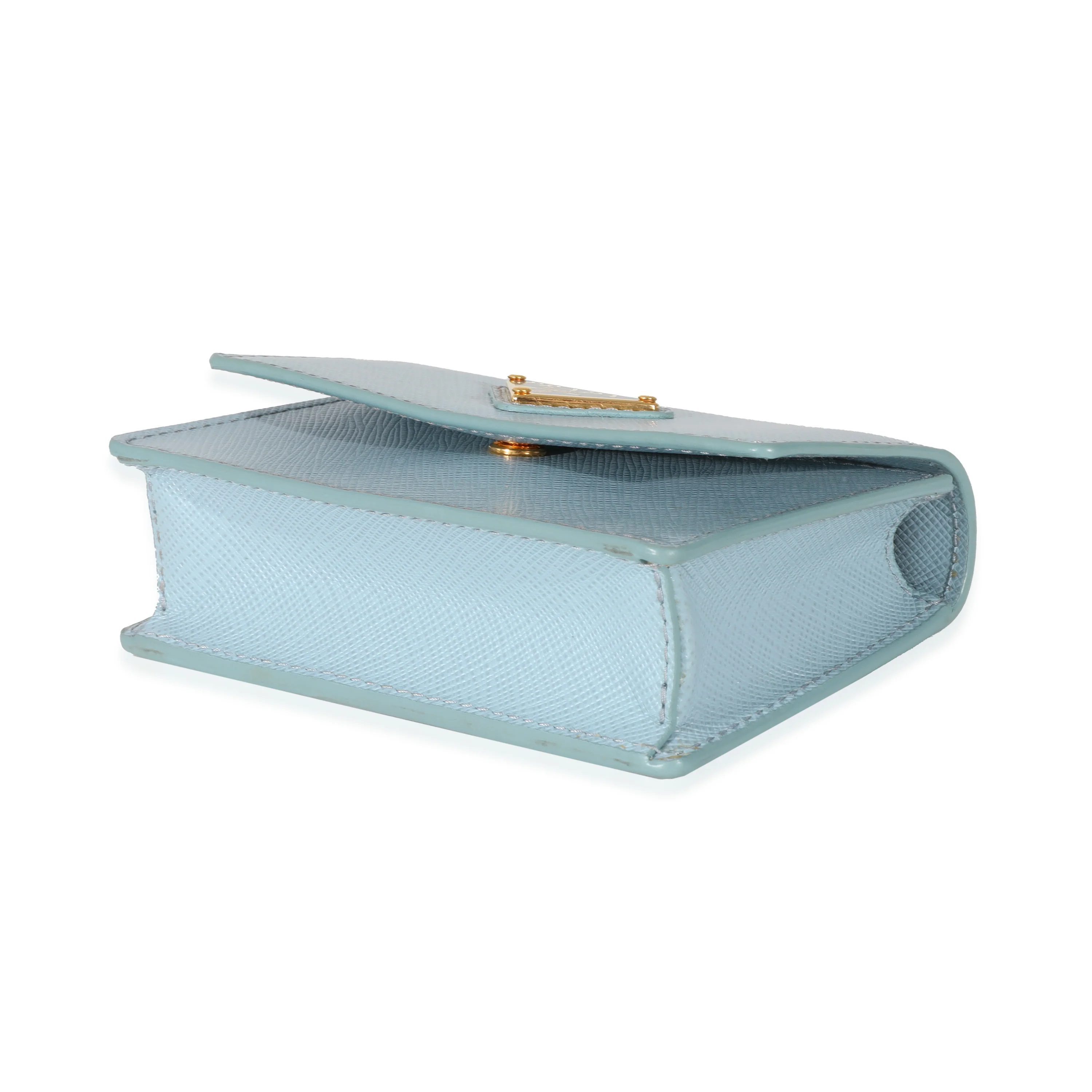 Prada Blue Saffiano Card Holder With Chain - Image 6