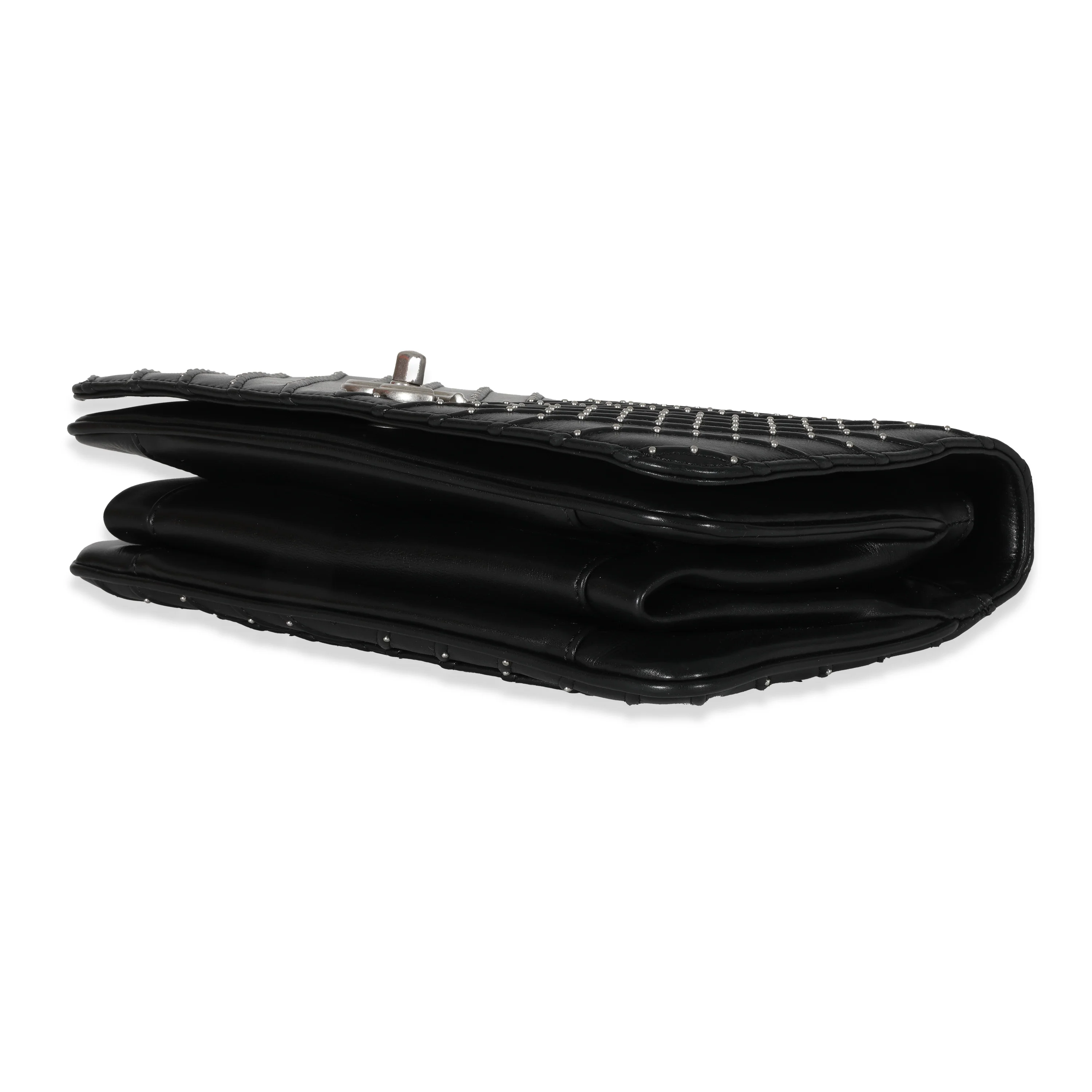 Chanel Black Calfskin Chevron Small Stud Wars Flap Bag - Image 7