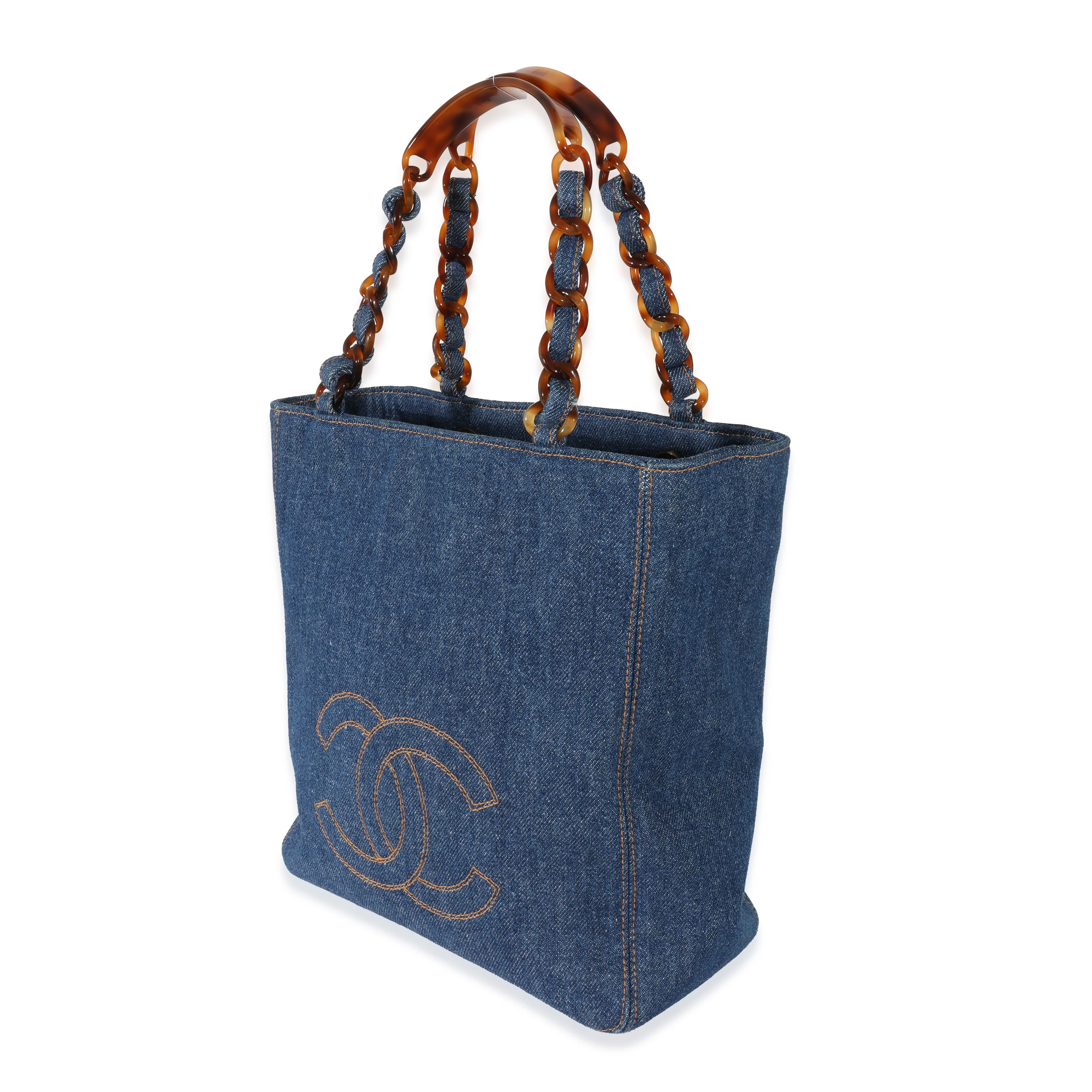 Vintage Navy Denim Tortoiseshell CC Tote - Image 2