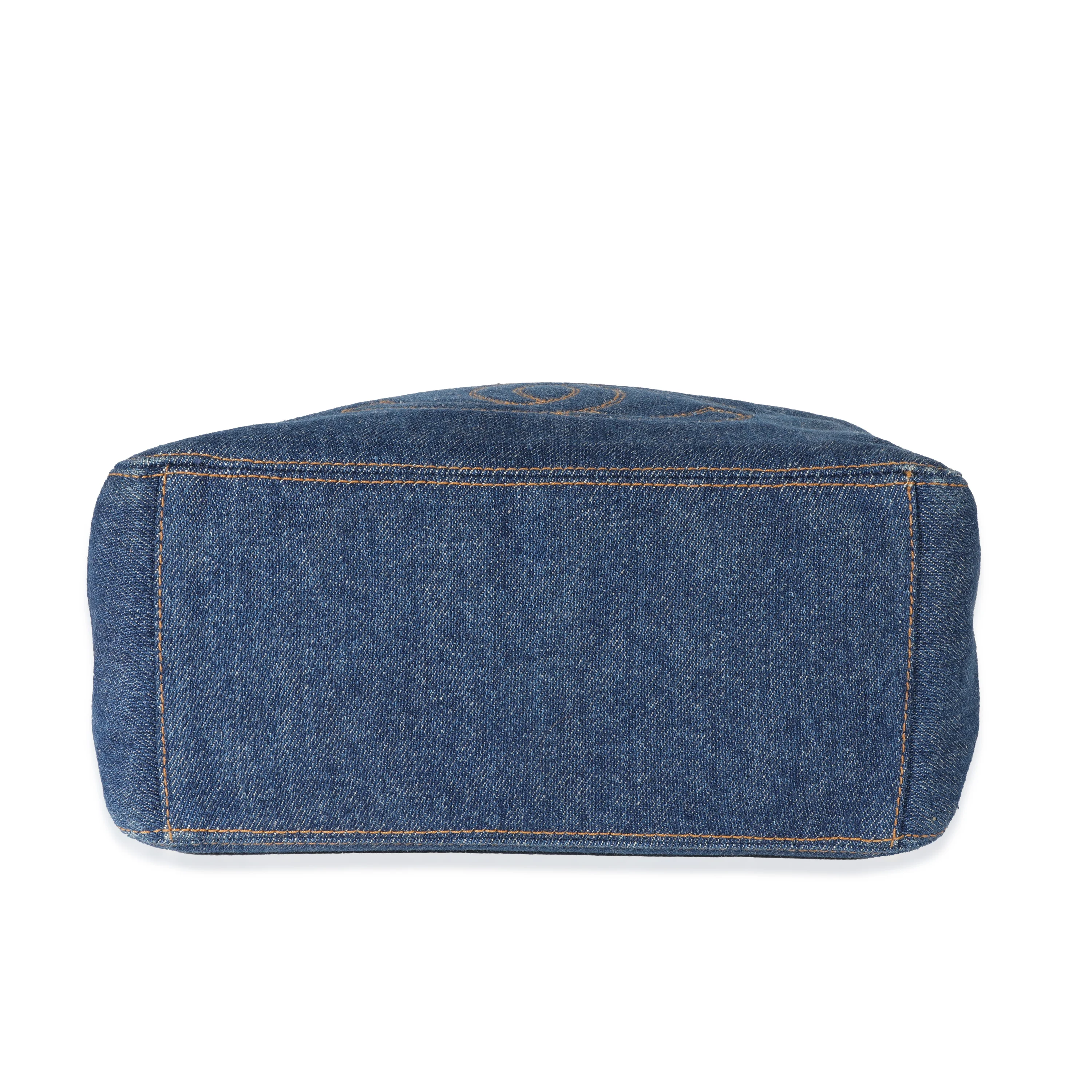 Vintage Navy Denim Tortoiseshell CC Tote - Image 5