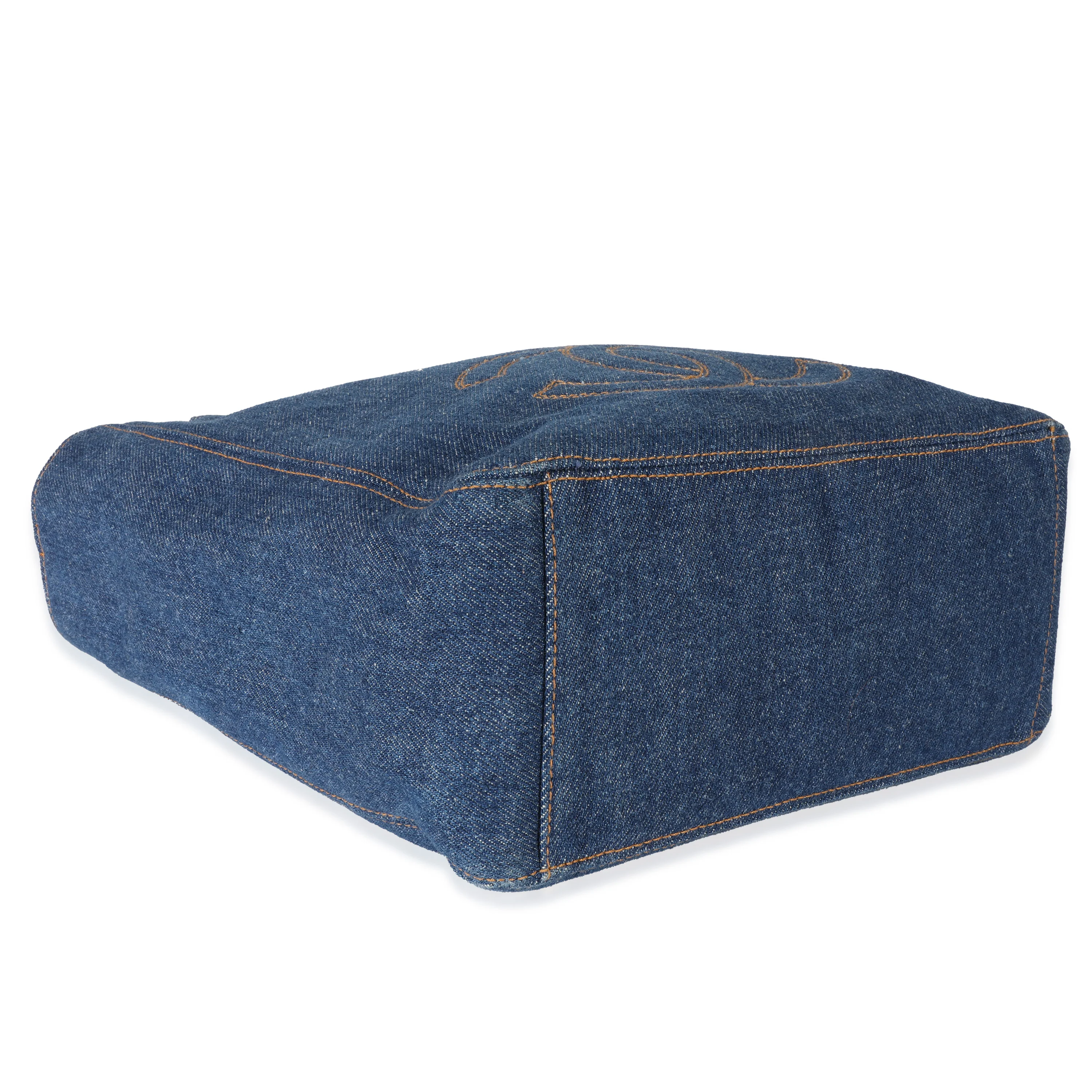 Vintage Navy Denim Tortoiseshell CC Tote - Image 6