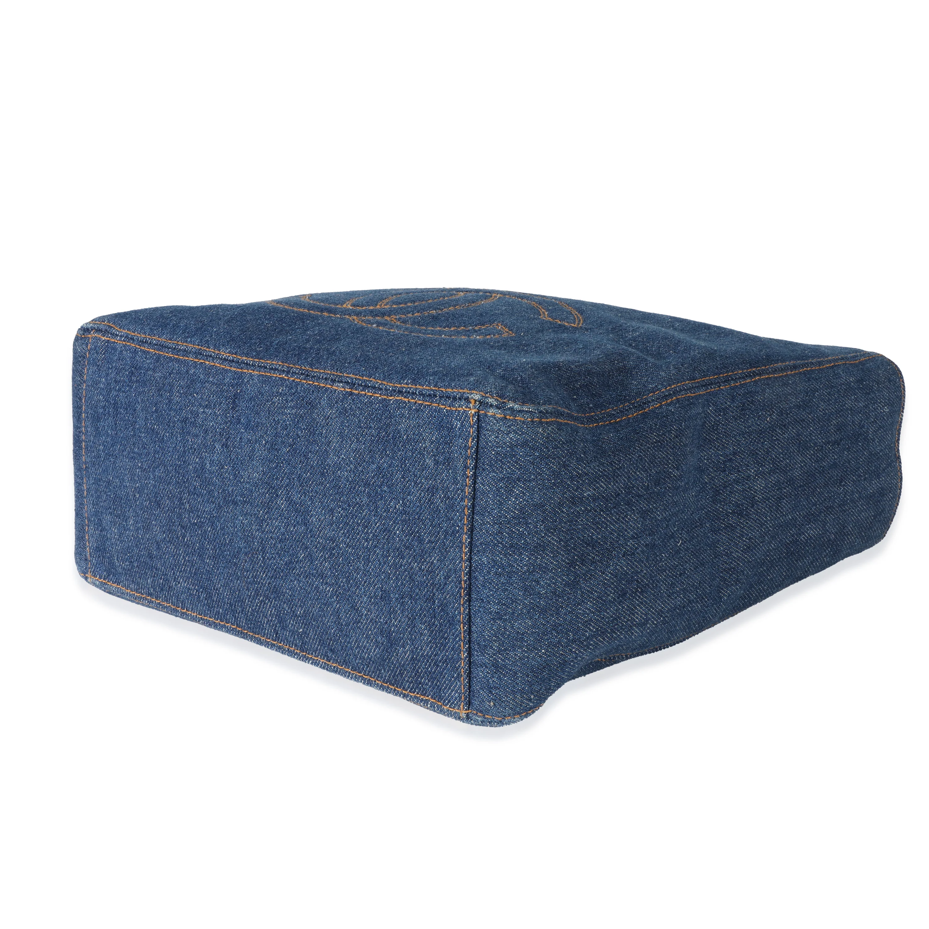Vintage Navy Denim Tortoiseshell CC Tote - Image 7