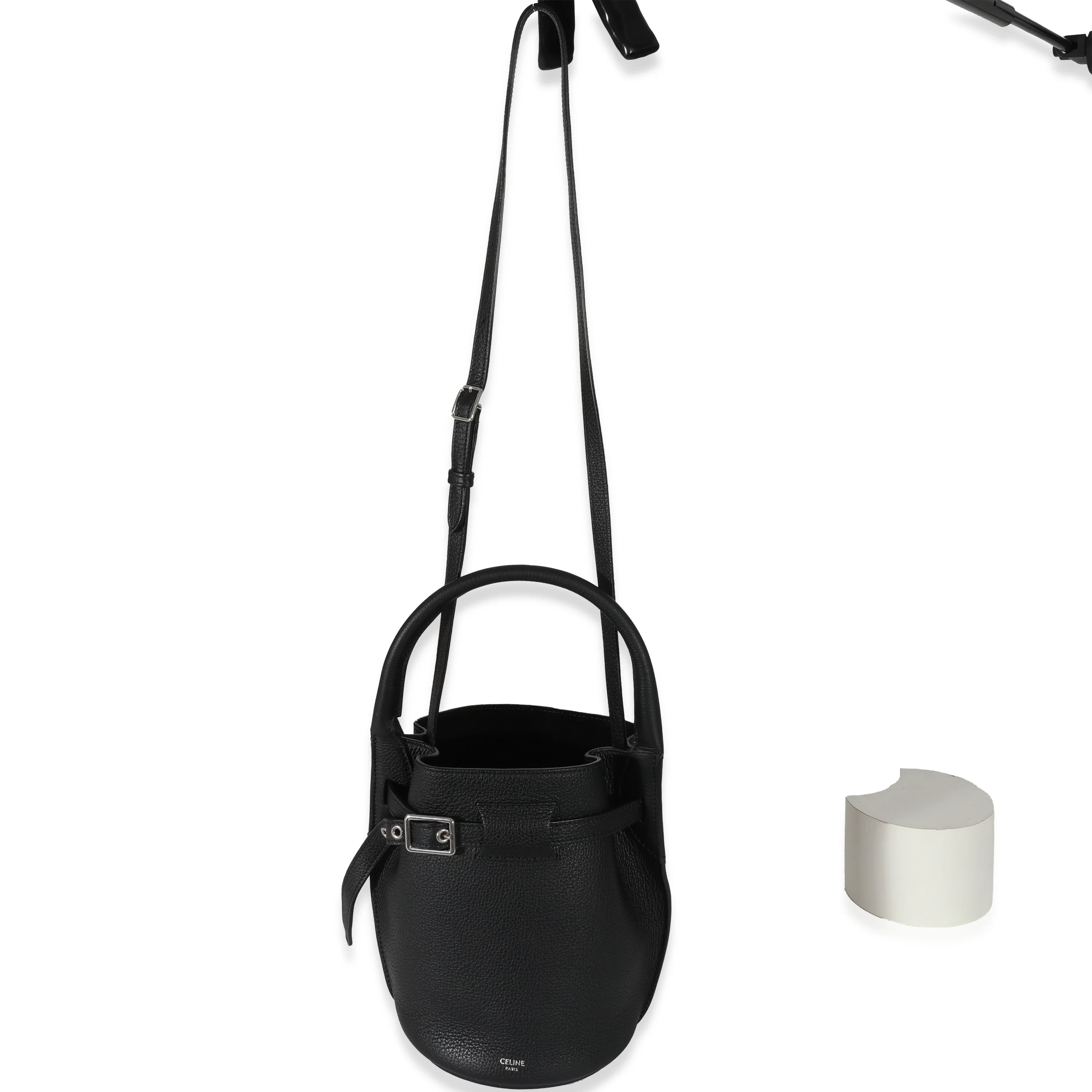 Celine Black Supple Grained Calfskin Big Bag Nano Bucket - Image 4