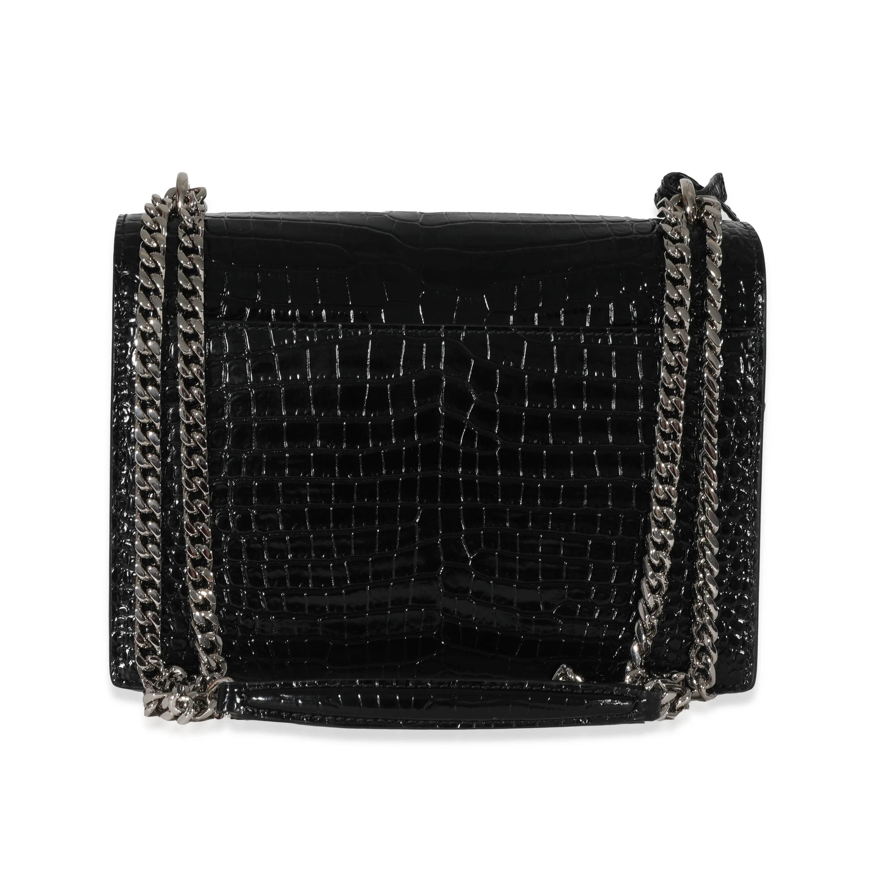 Saint Laurent Black Croc Embossed Medium Sunset Bag - Image 3