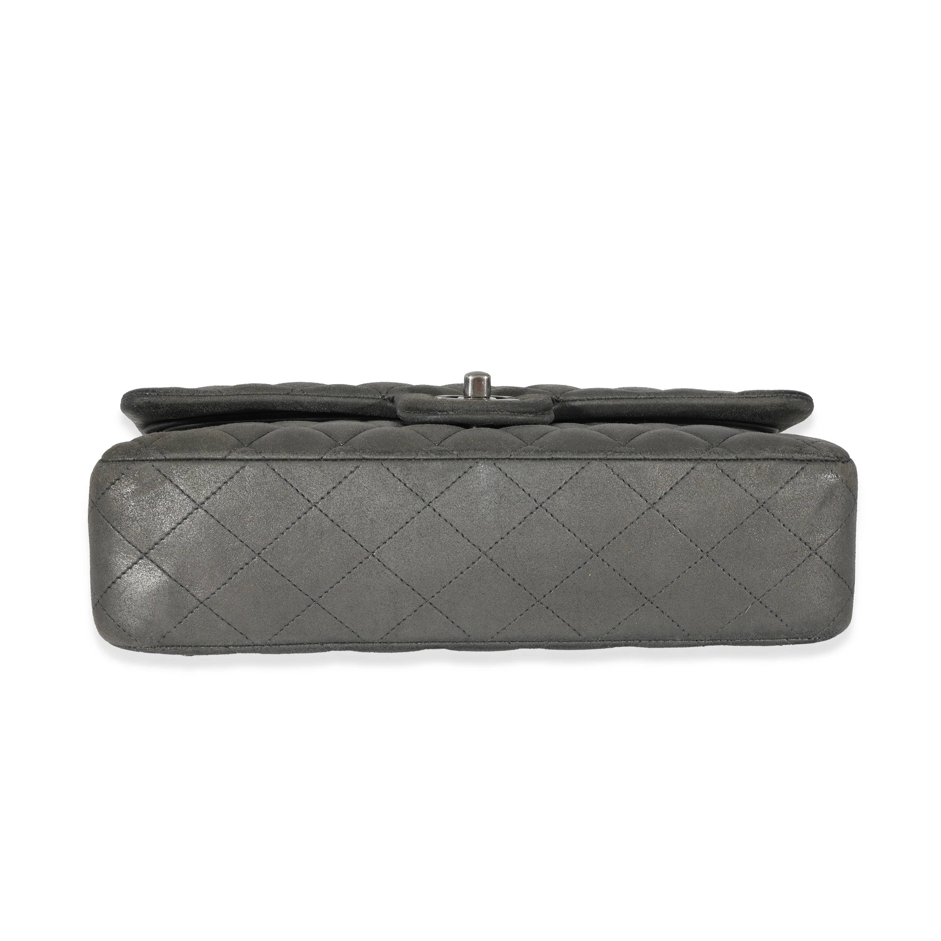Grey Metallic Nubuck Medium Classic Double Flap - Image 5