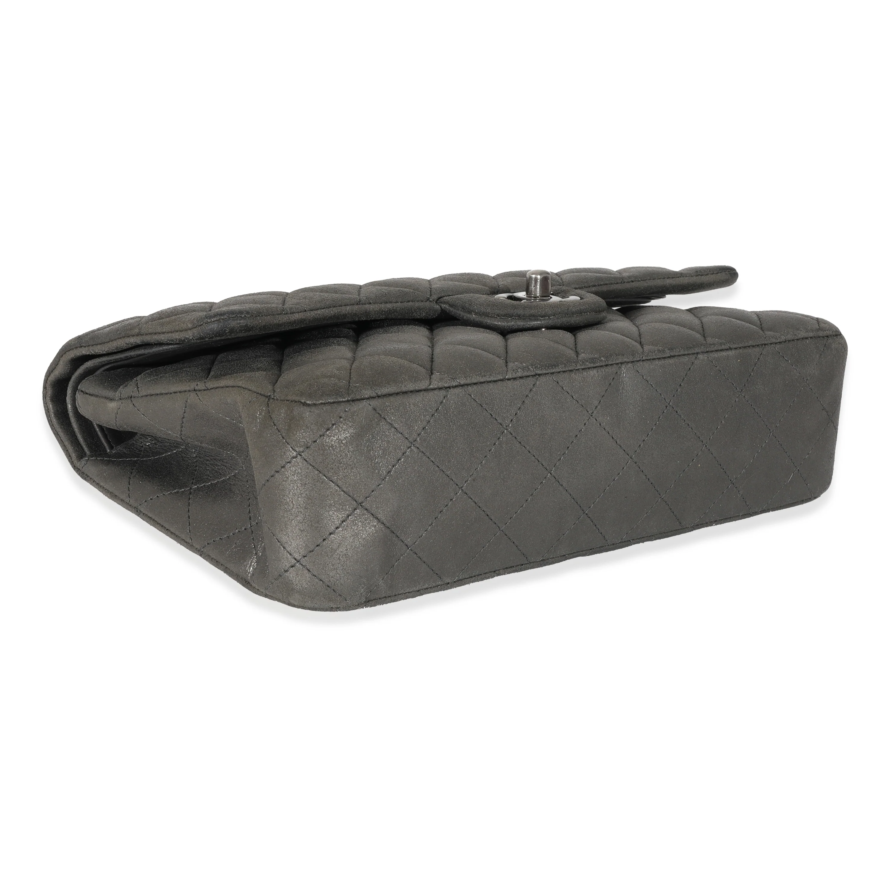 Grey Metallic Nubuck Medium Classic Double Flap - Image 6