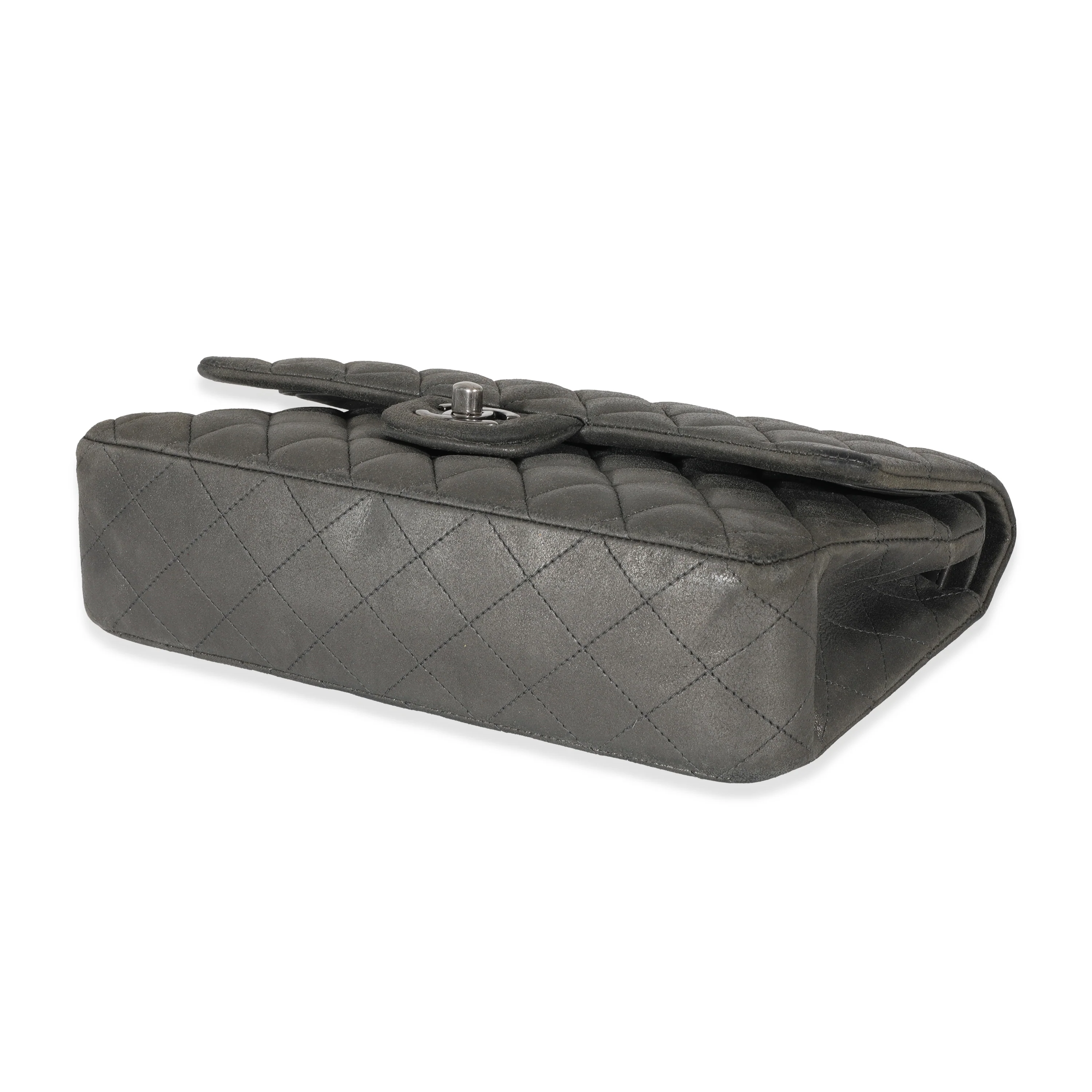 Grey Metallic Nubuck Medium Classic Double Flap - Image 7