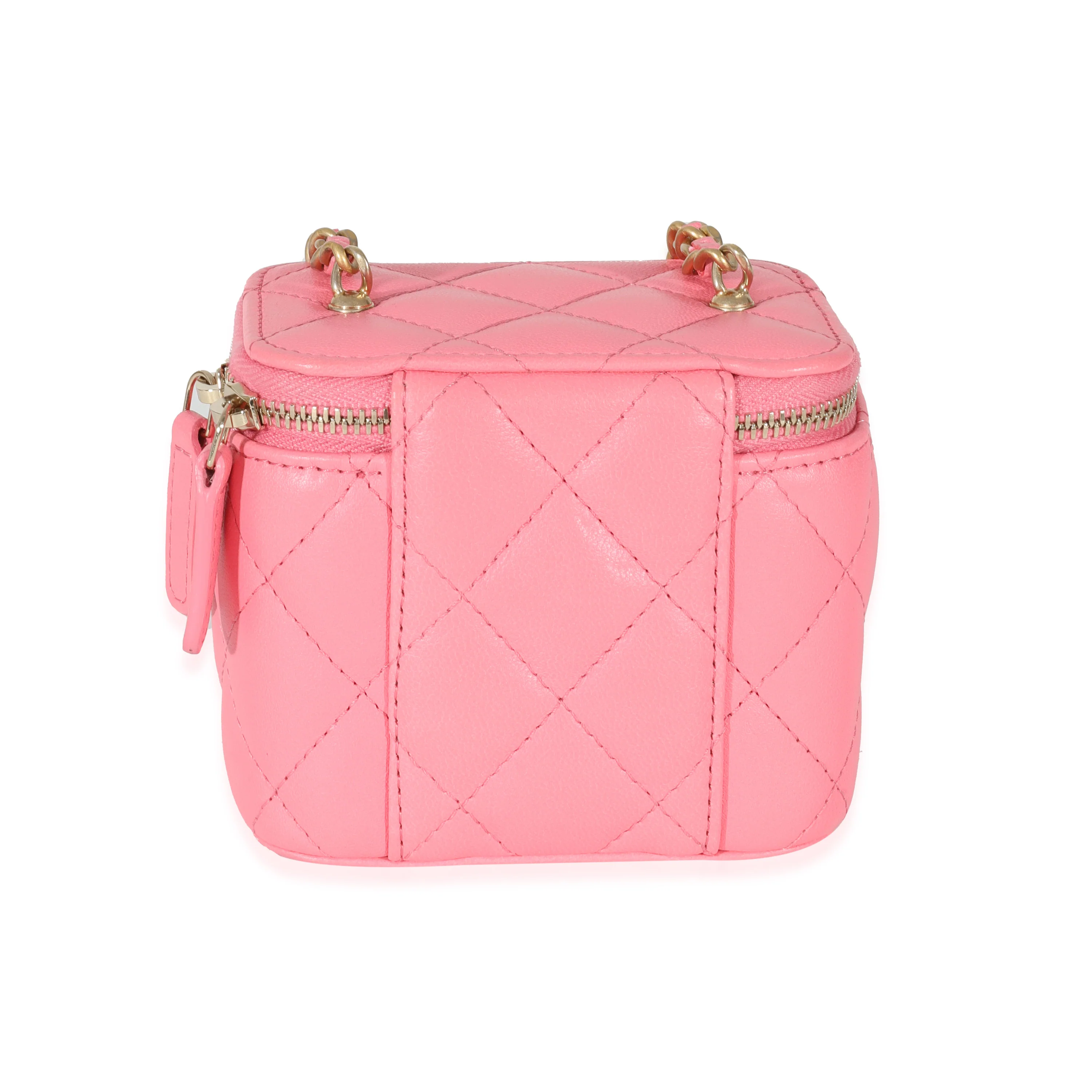 Chanel Pink Lambskin Coco Pearl Crush Mini Vanity Case - Image 3