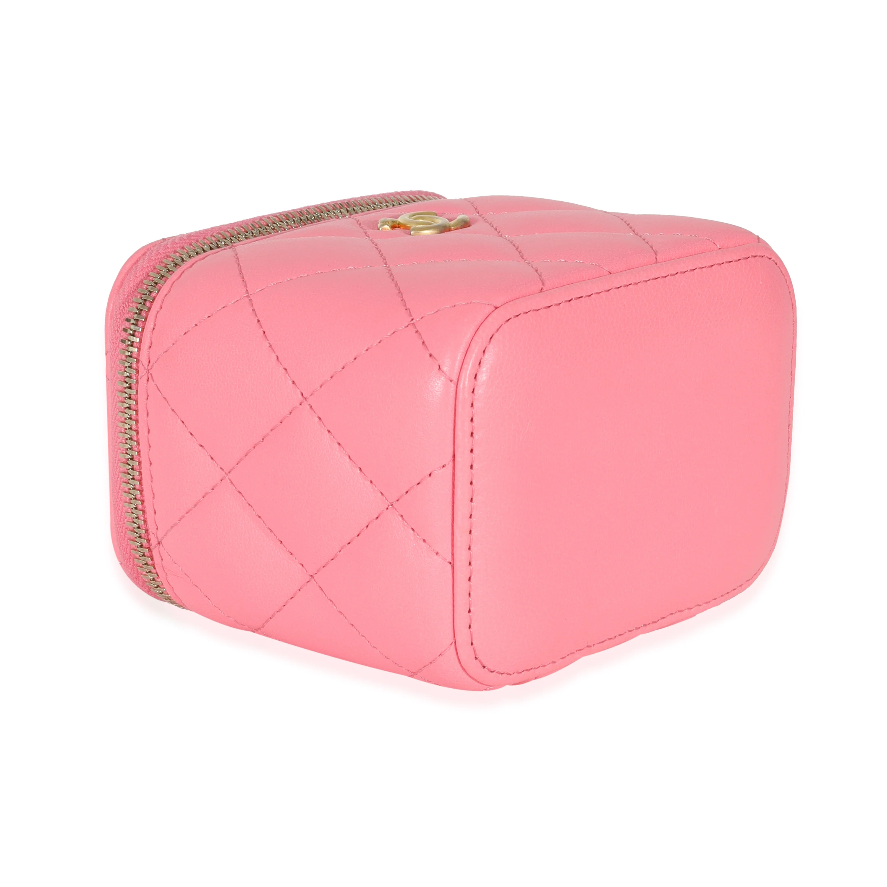 Chanel Pink Lambskin Coco Pearl Crush Mini Vanity Case - Image 6