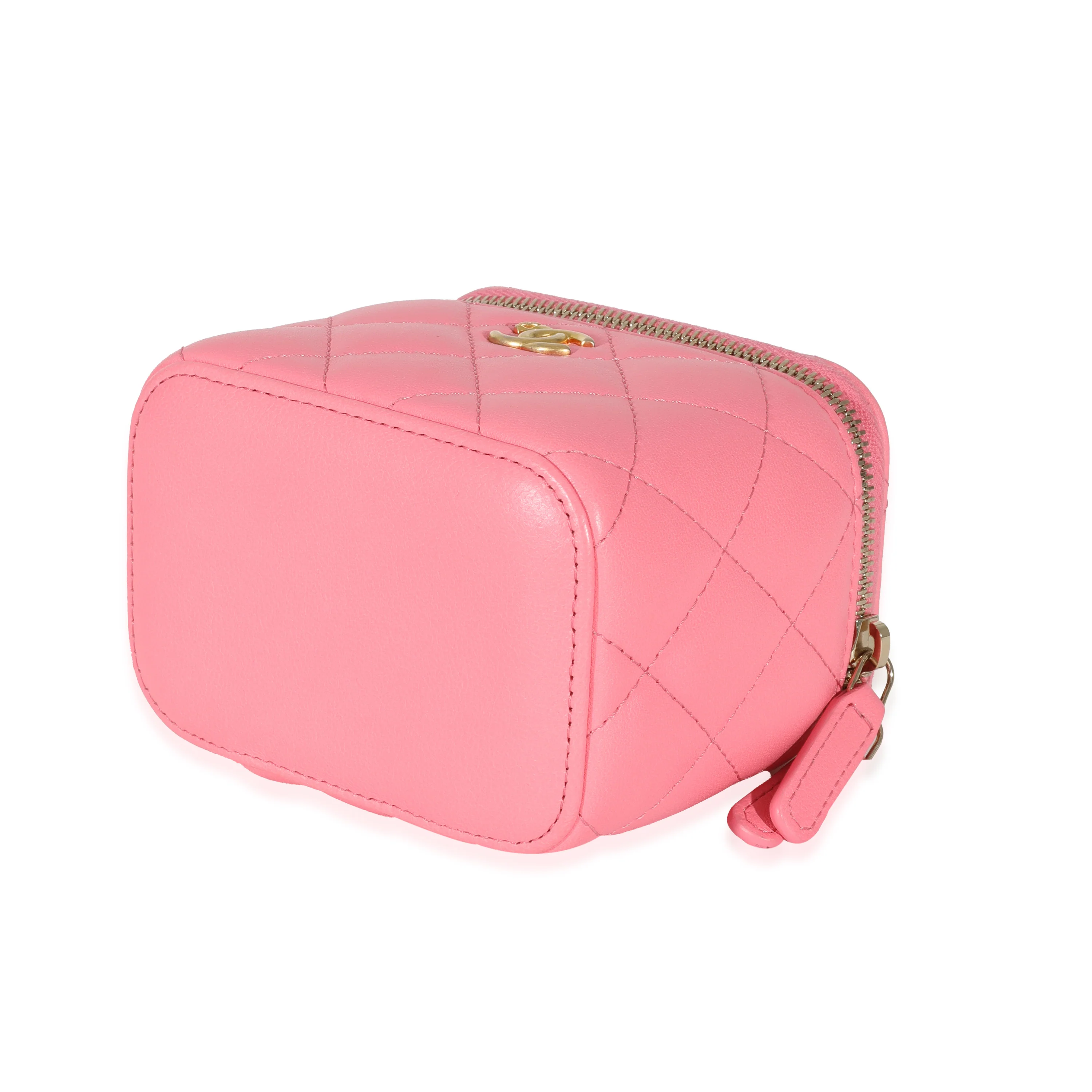 Chanel Pink Lambskin Coco Pearl Crush Mini Vanity Case - Image 7