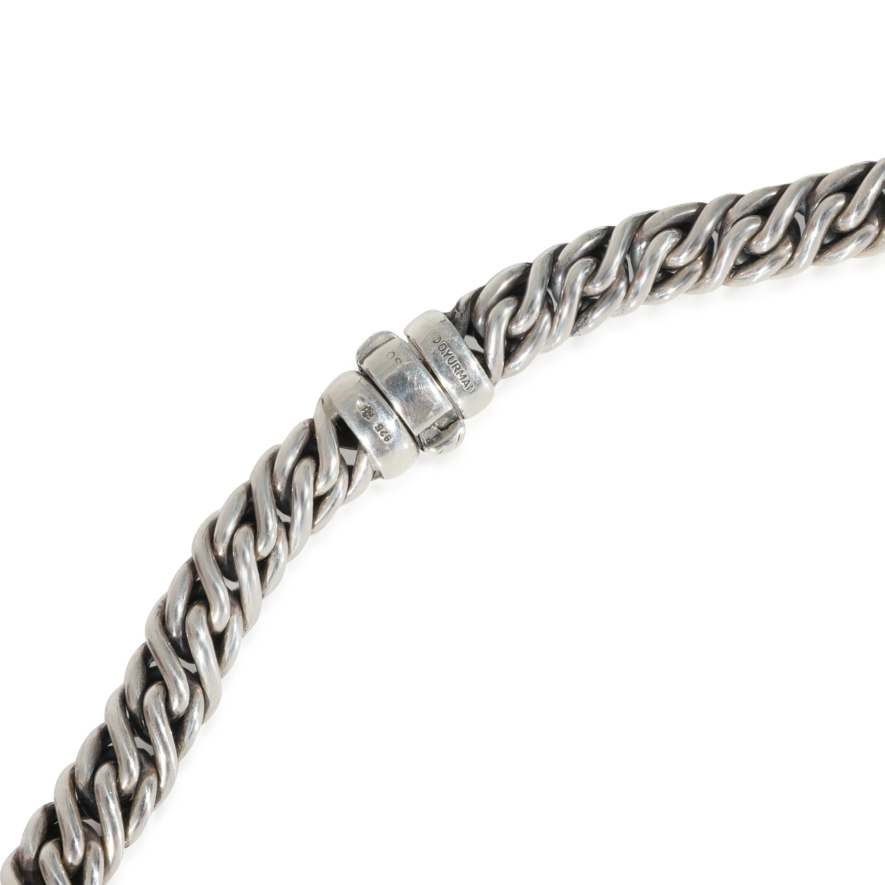 David Yurman Vintage Wheat Chain Diamond X Necklace in Sterling Silver 0.63 CTW - Image 4
