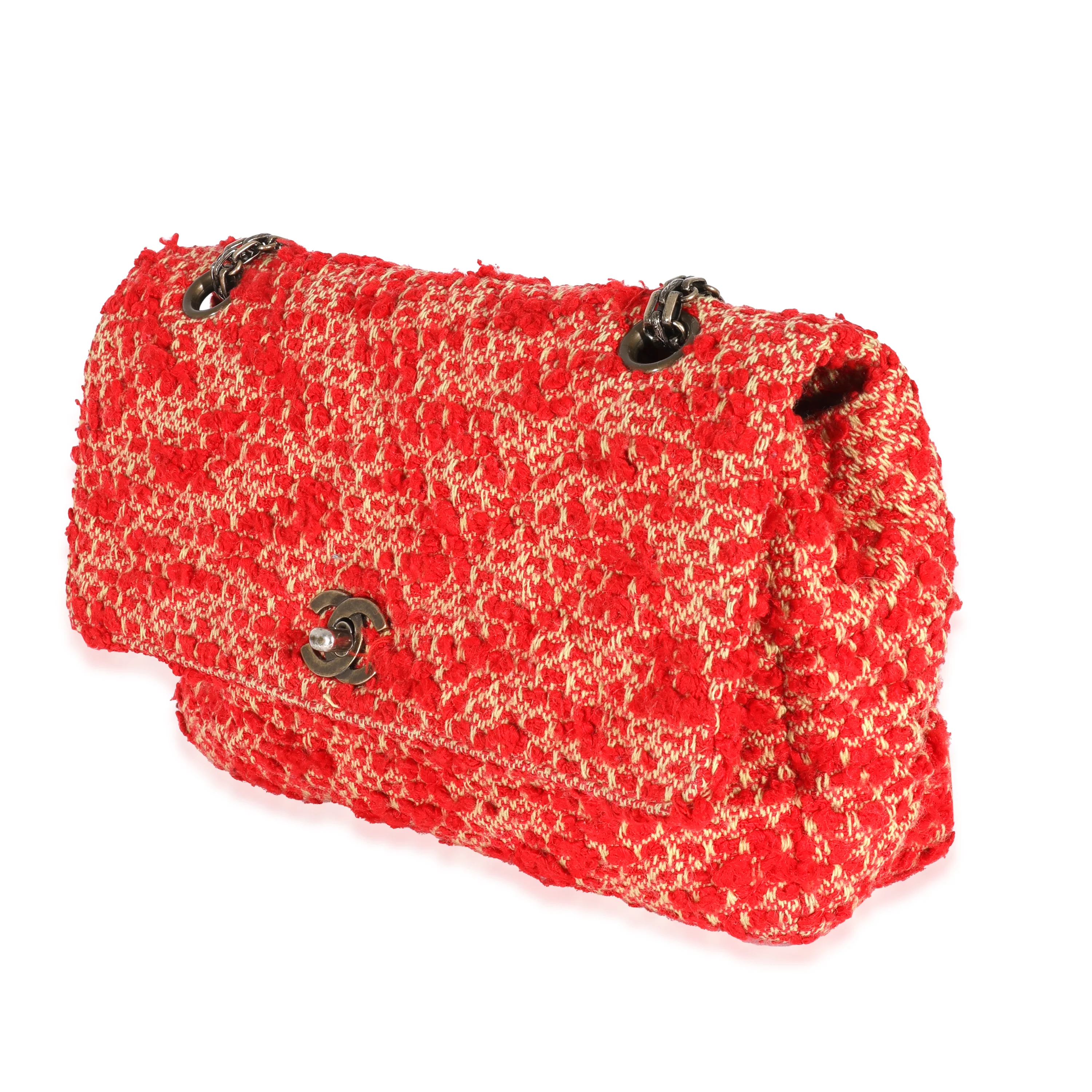 Chanel Vintage Red Tweed Medium Classic Flap - Image 2