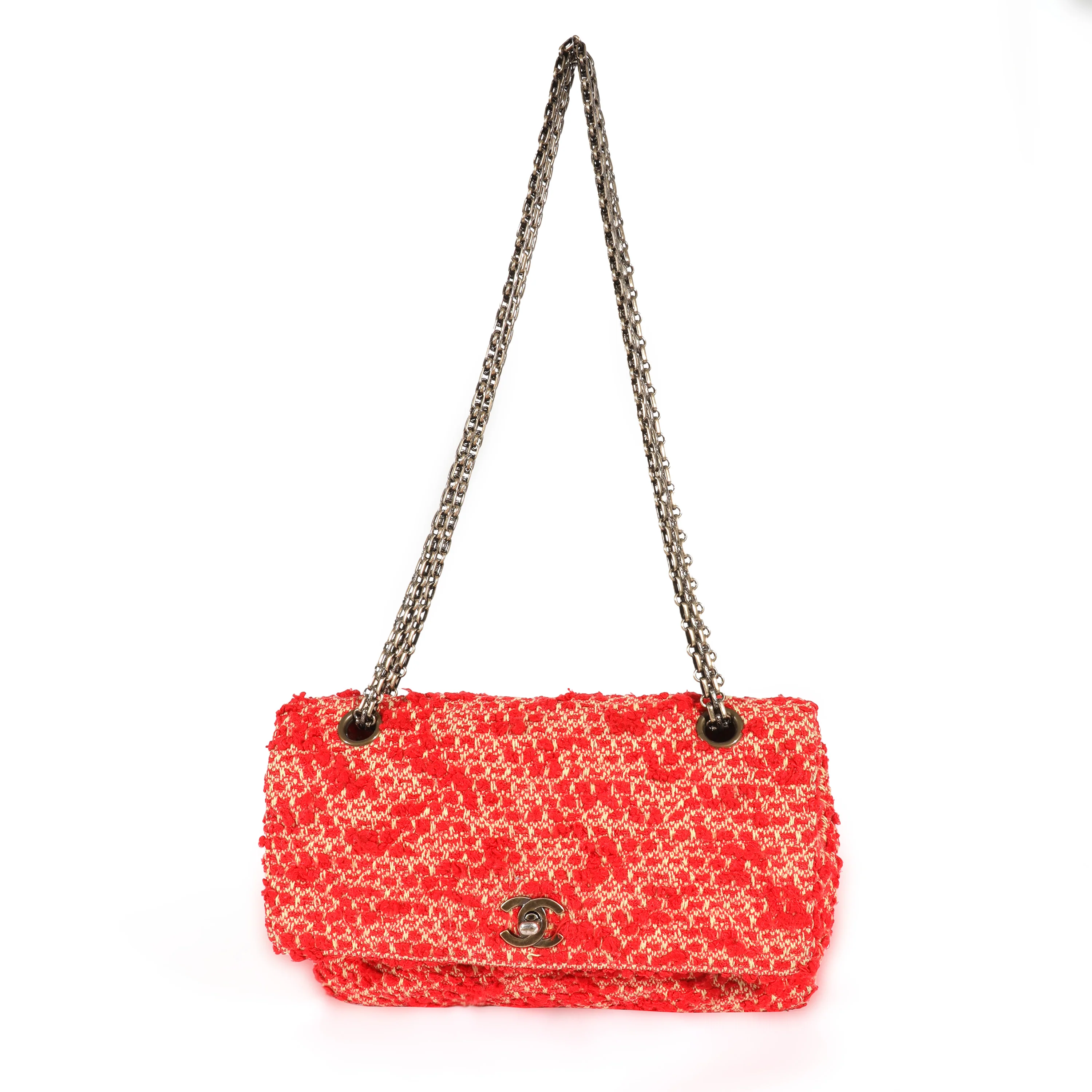 Chanel Vintage Red Tweed Medium Classic Flap - Image 3