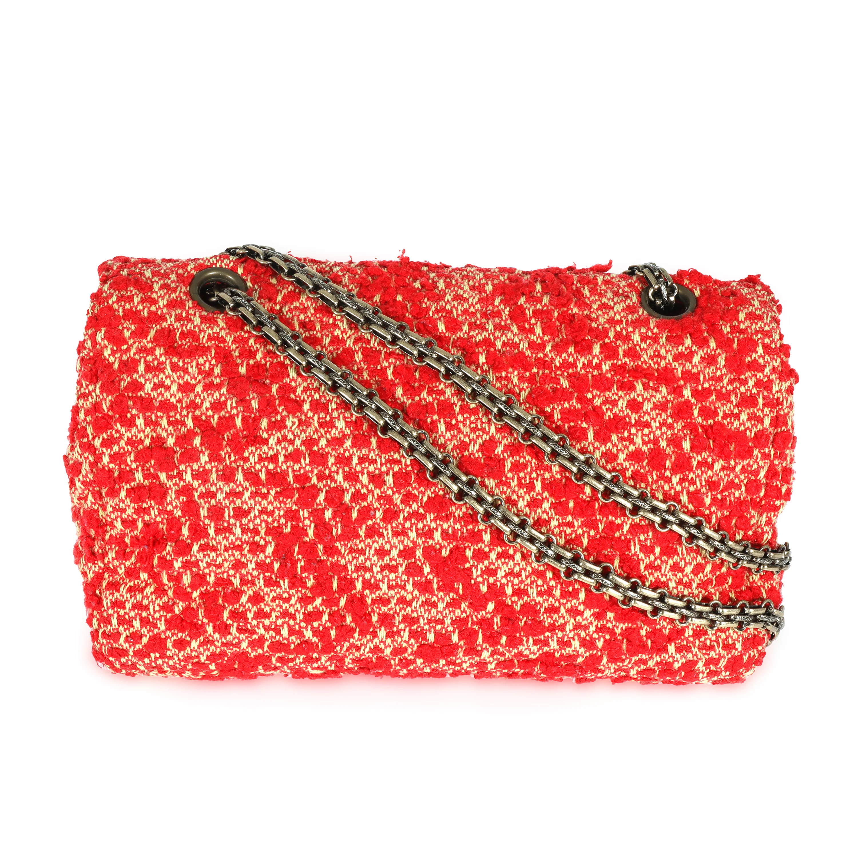 Chanel Vintage Red Tweed Medium Classic Flap - Image 4