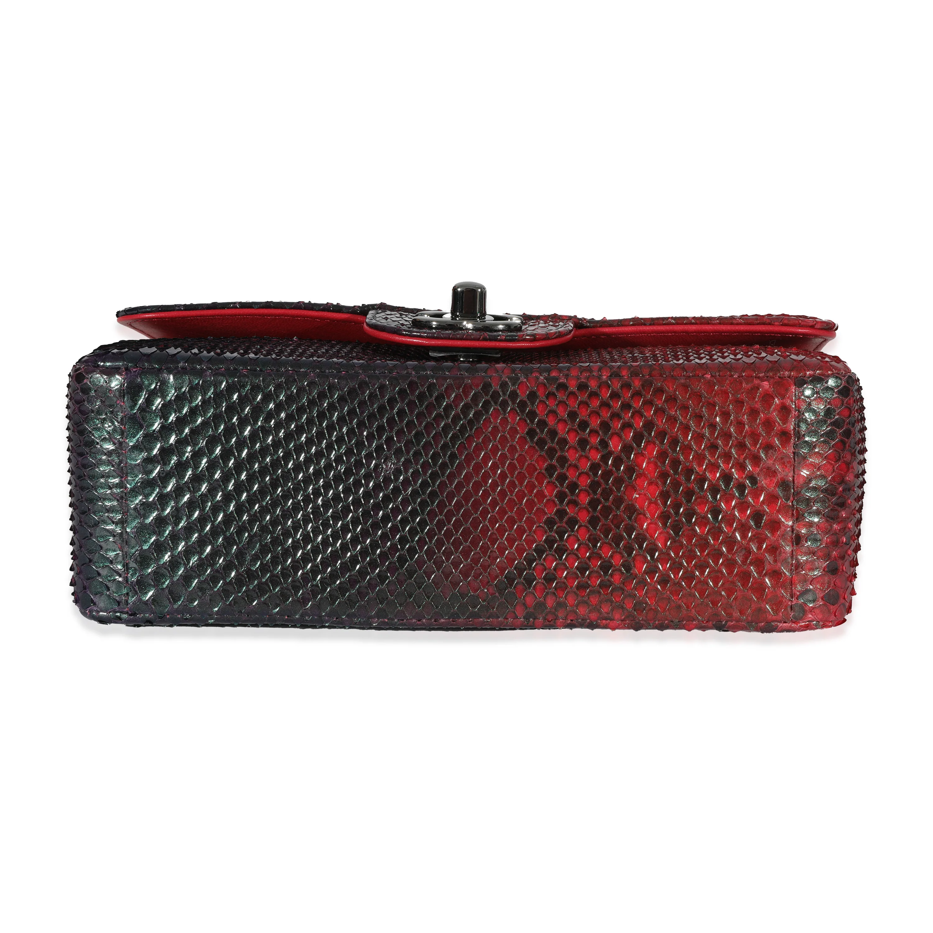 Chanel 18K Red Black Ombre Iridescent Python Mini Flap Bag RHW - Image 5