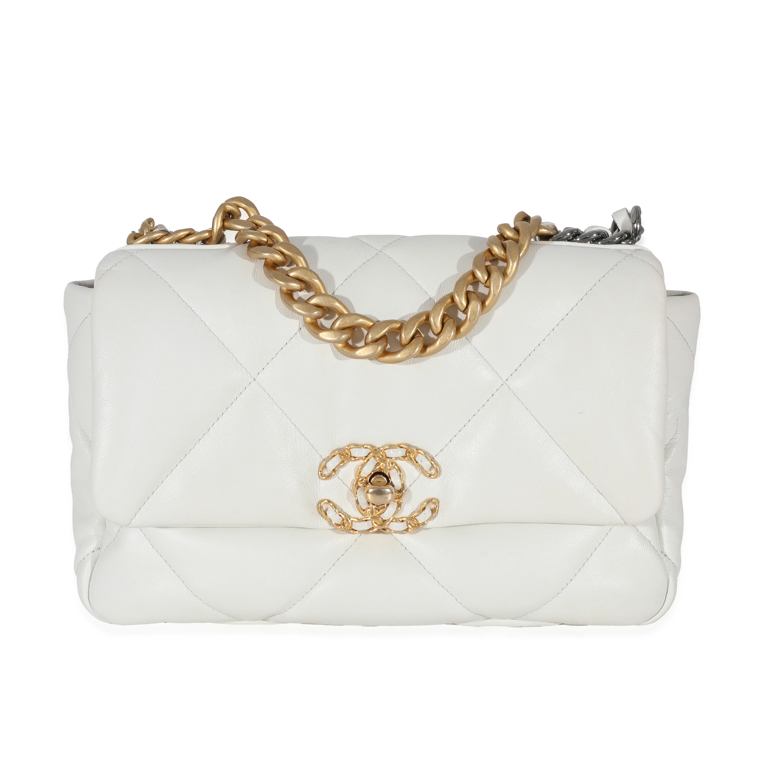 Chanel White Calfskin Chanel 19 Bag