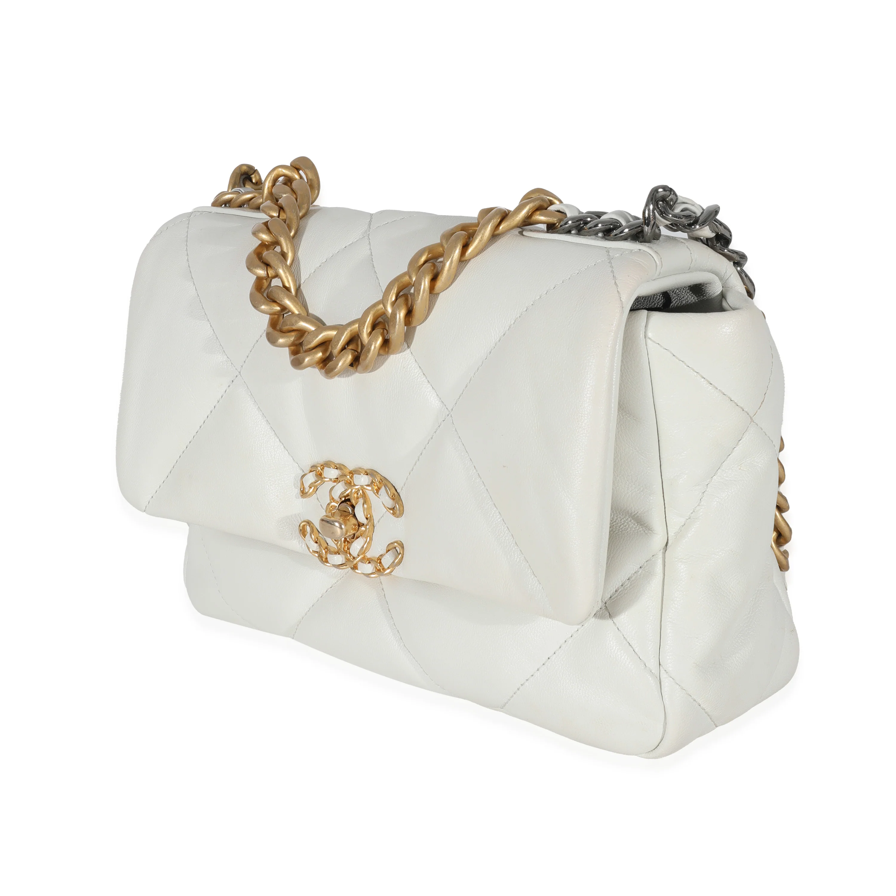 Chanel White Calfskin Chanel 19 Bag - Image 2