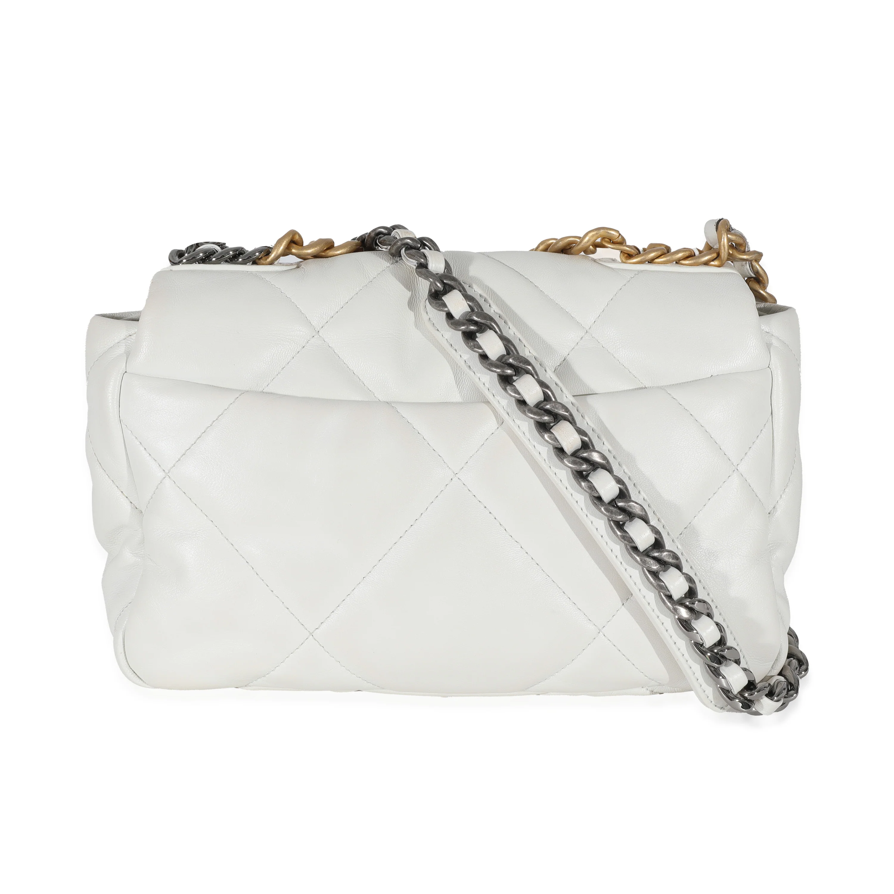 Chanel White Calfskin Chanel 19 Bag - Image 3