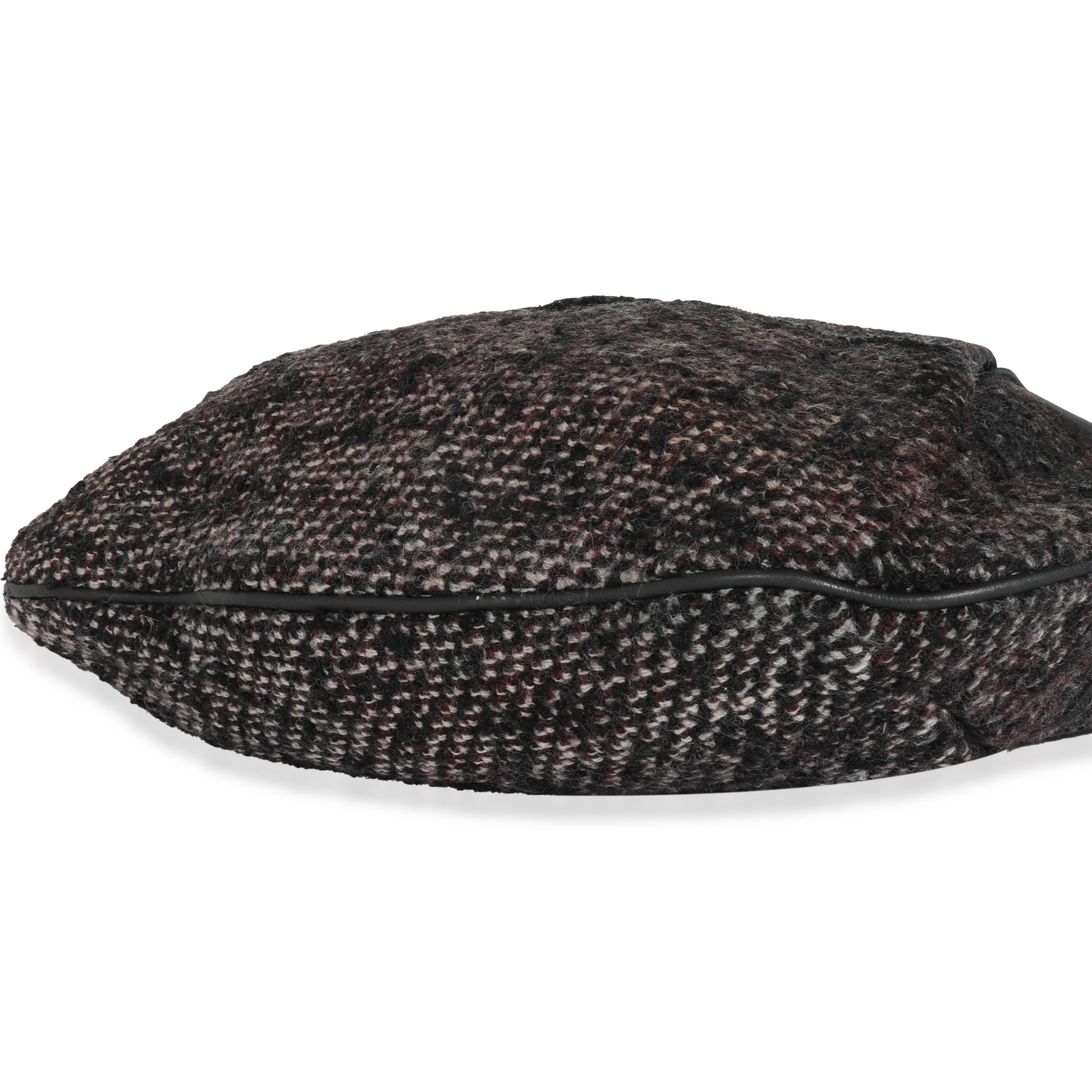 Black Tweed Leather Coco Pleats Hobo - Image 4