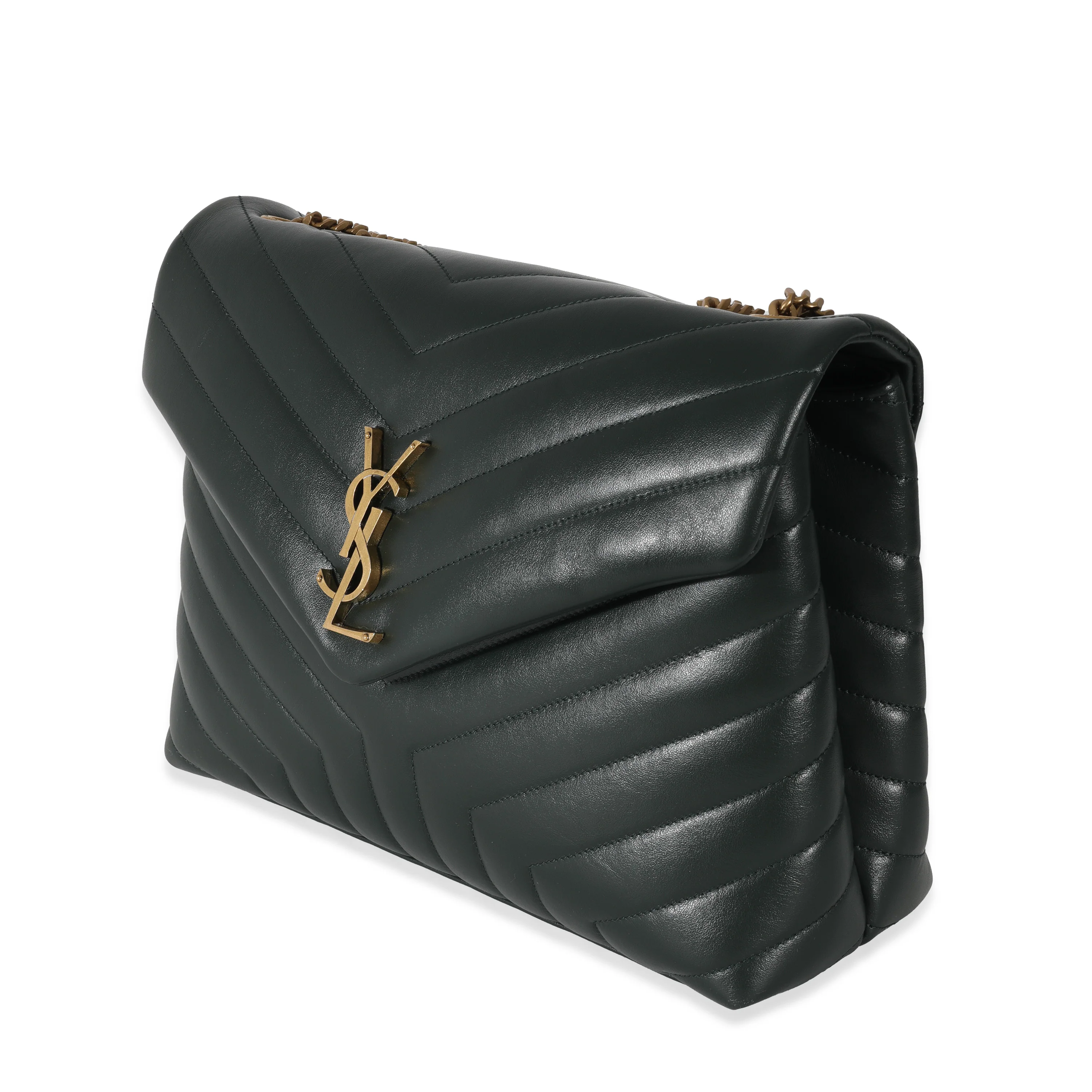 Saint Laurent Khaki Leather Medium Loulou Bag - Image 2